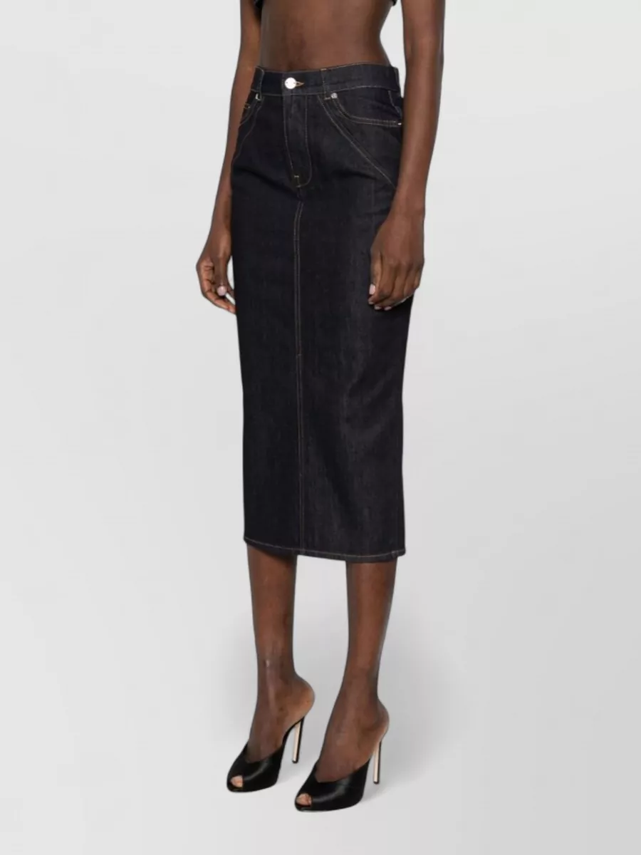 Givenchy Long Denim Skirt Belt Loops Pockets