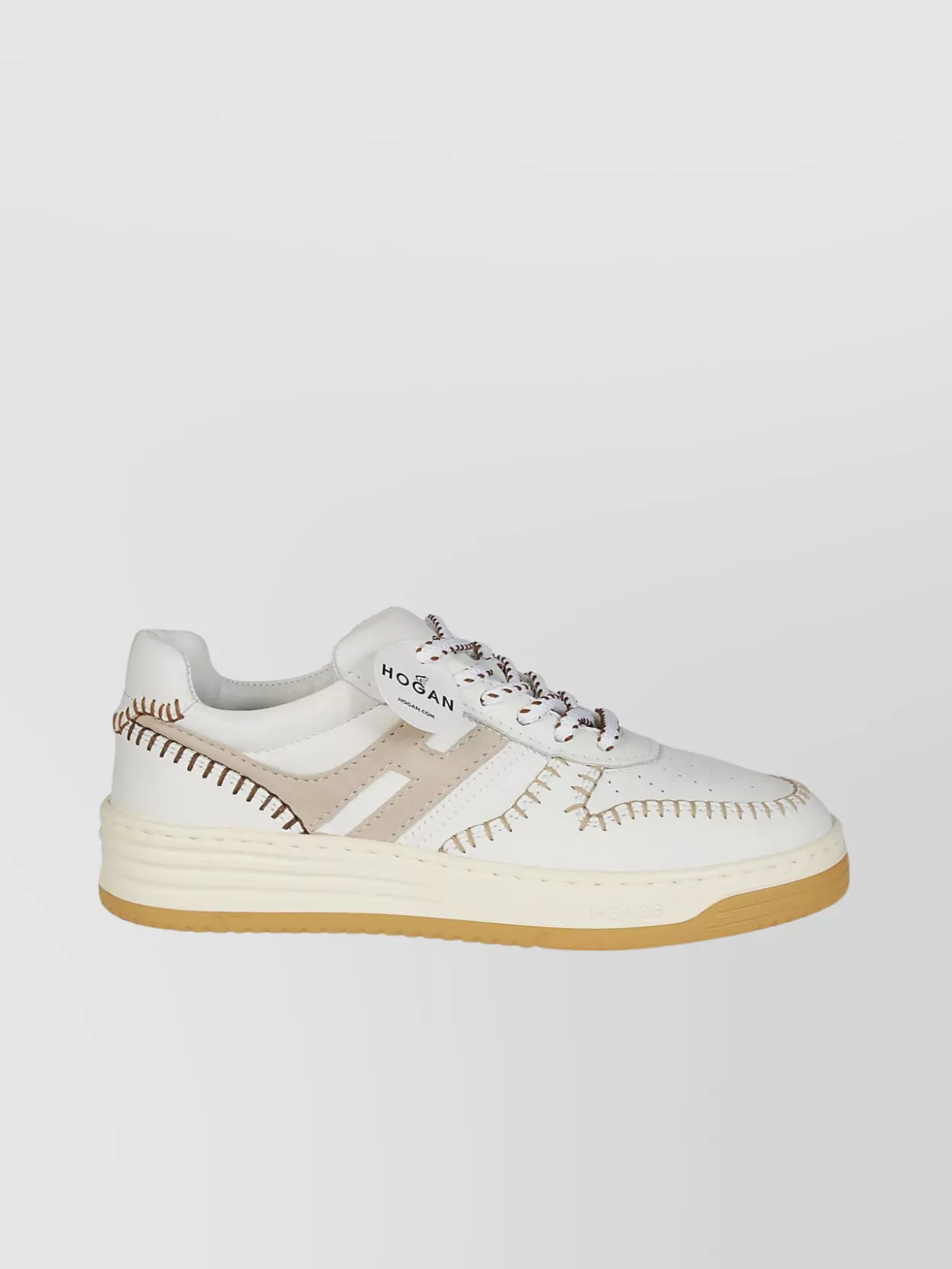 Shop Hogan Stitched Perforated Platform Sneakers