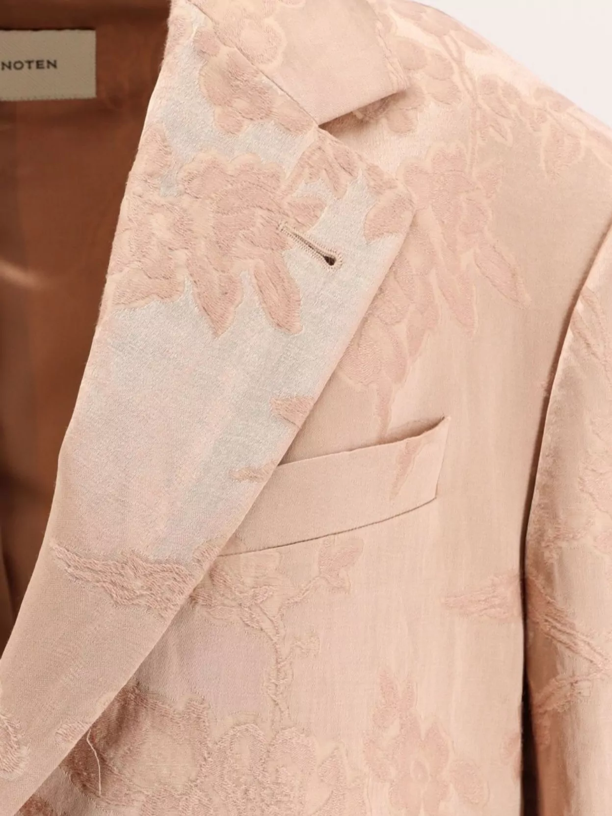 DRIES VAN NOTEN JACQUARD LINEN BLEND BLAZER WITH FLORAL MOTIF