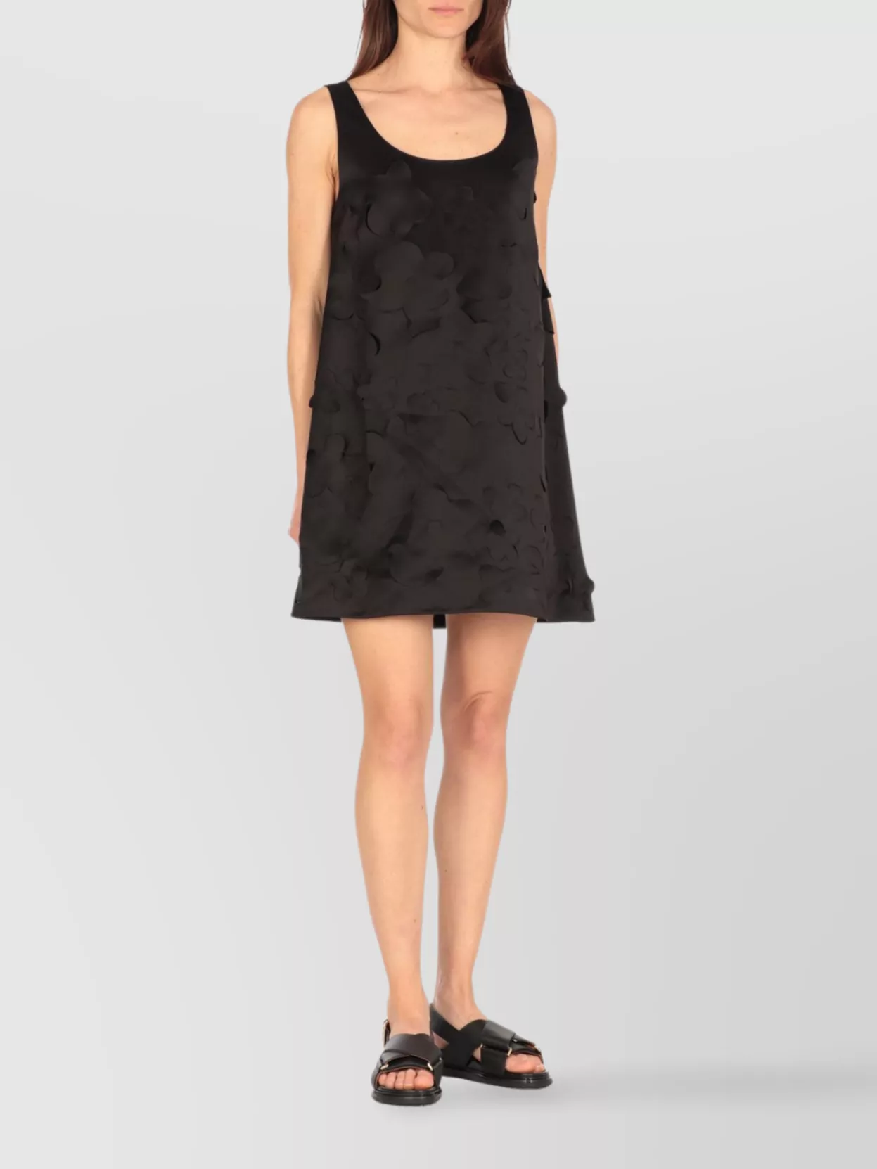 Marni Floral Cut-Out Crewneck Dress
