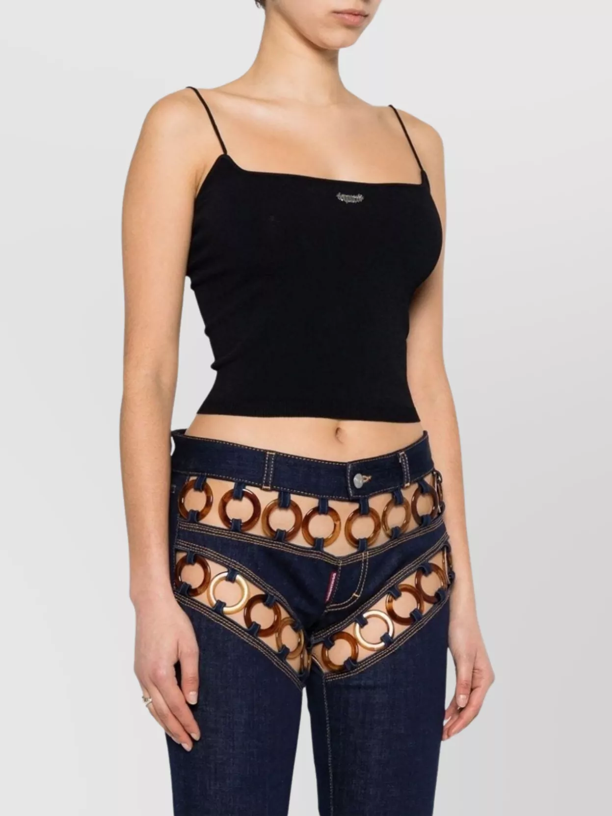 Dsquared2 Logo Square Neck Cropped Knit Top