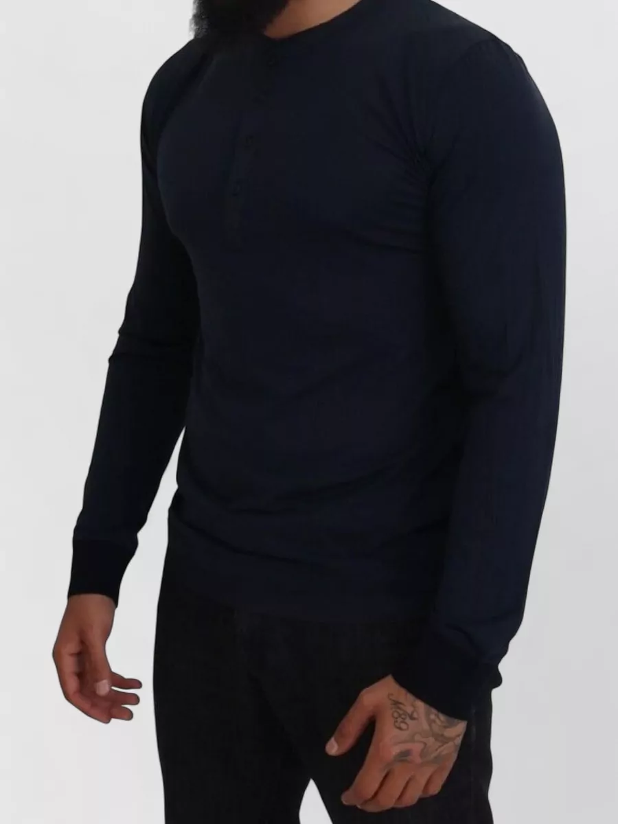 Dolce&Gabbana Silk Cotton Long-Sleeve Henley T-Shirt