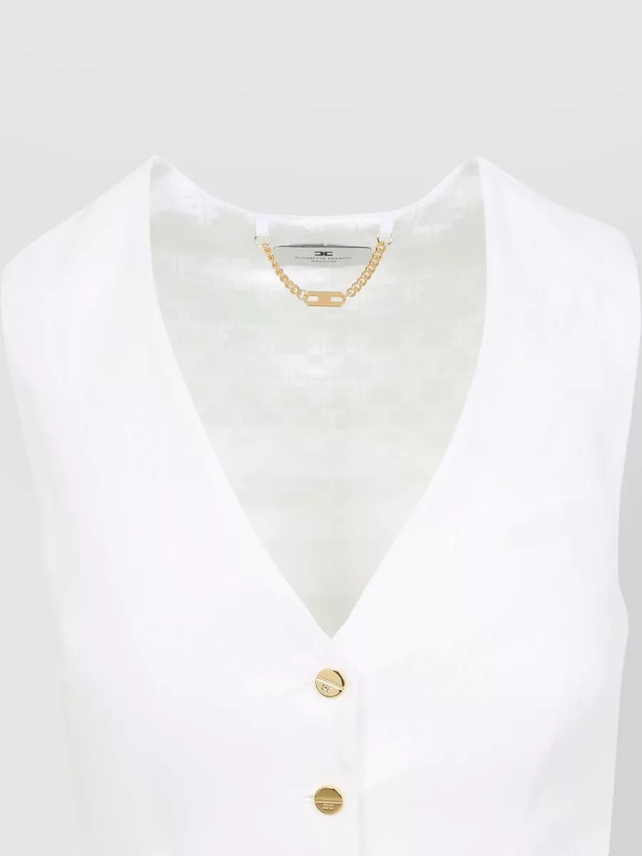 Elisabetta Franchi Linen V-Neck Sleeveless Gilet