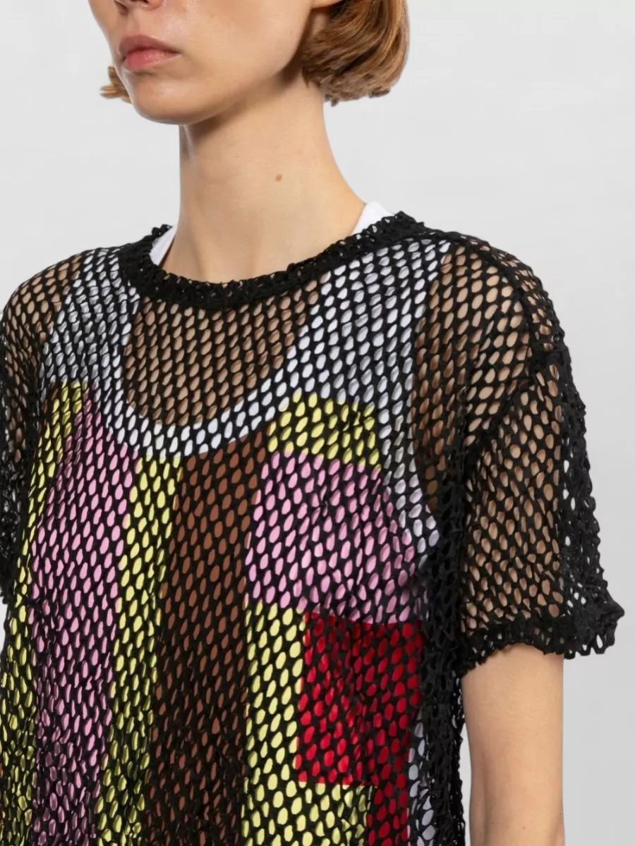 Comme Comme Open-Knit Short-Sleeve Crew-Neck T-Shirt