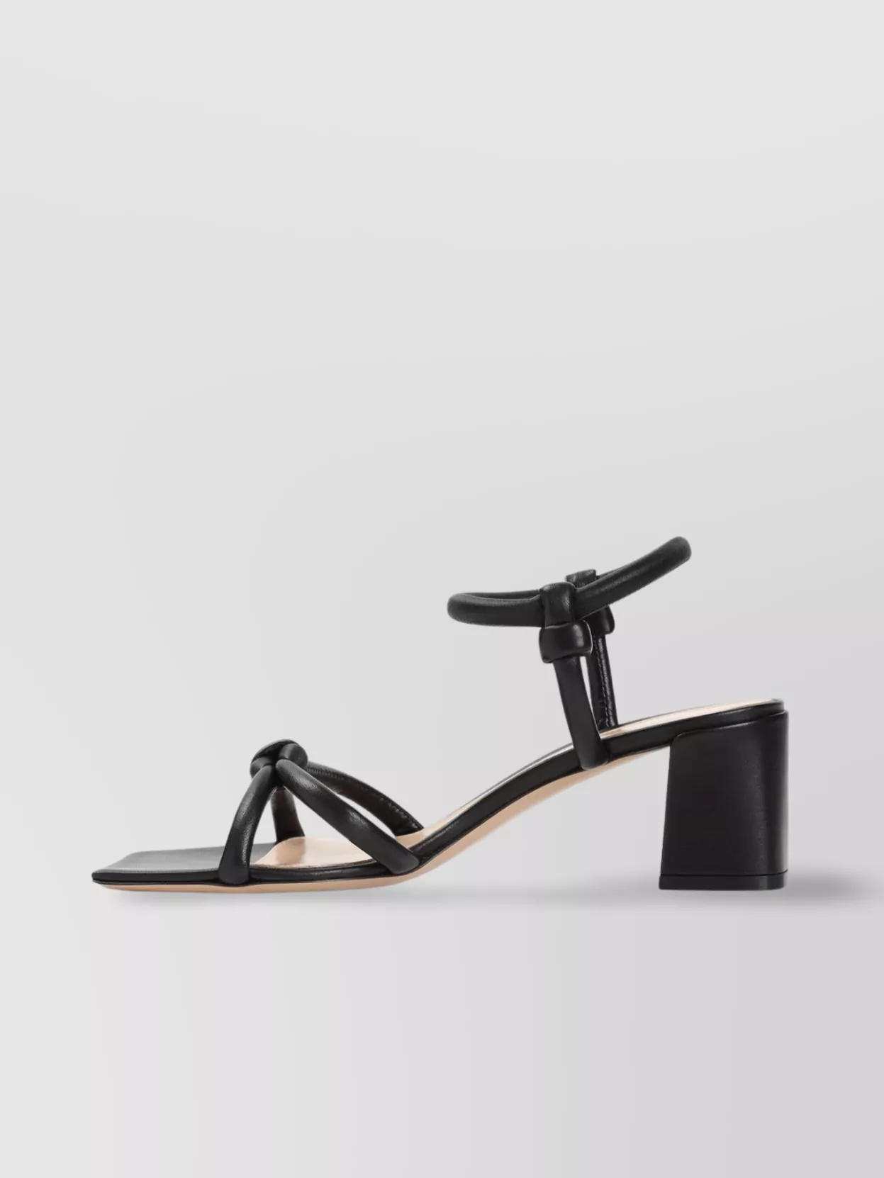 Shop Gianvito Rossi Block Heel Nappa Leather Sandals In Neutrals