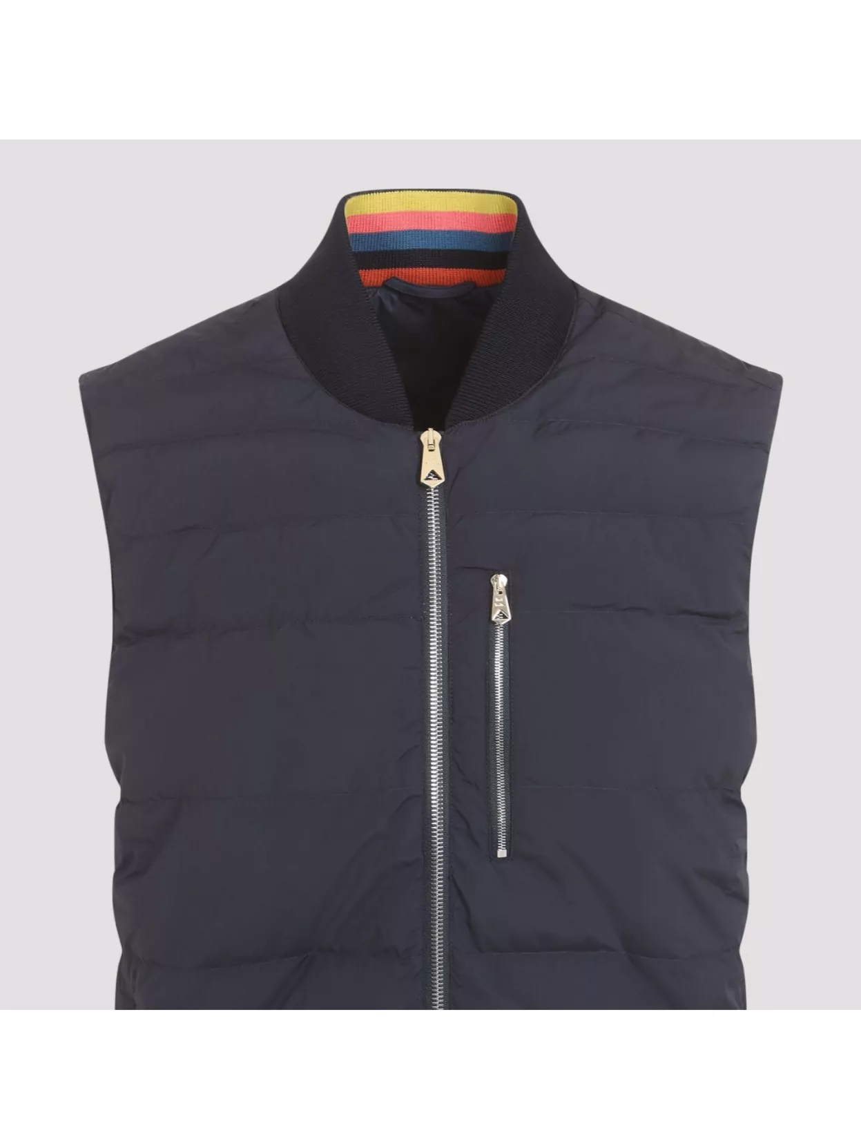 Shop Paul Smith Quilted Sleeveless Stand-up Collar Gilet In Blue