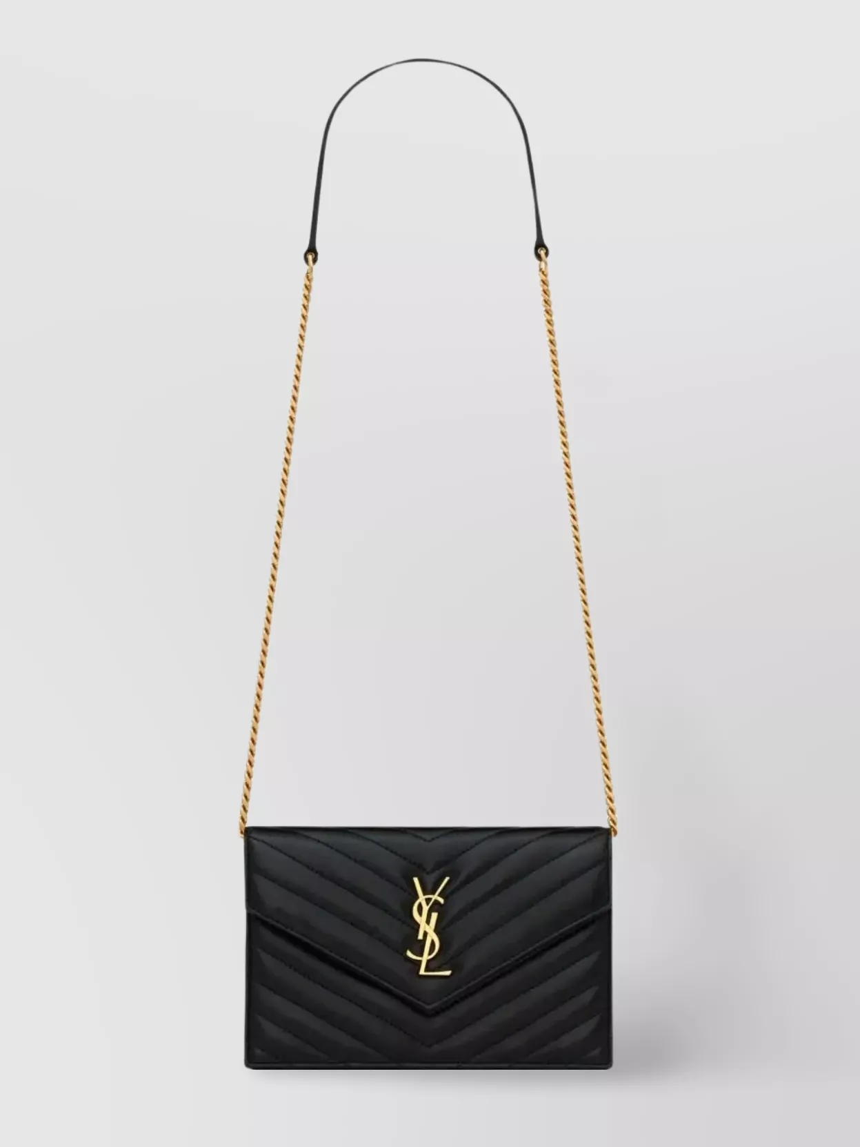 Shop Saint Laurent Foldover Quilted Cross-body Chain Strap
