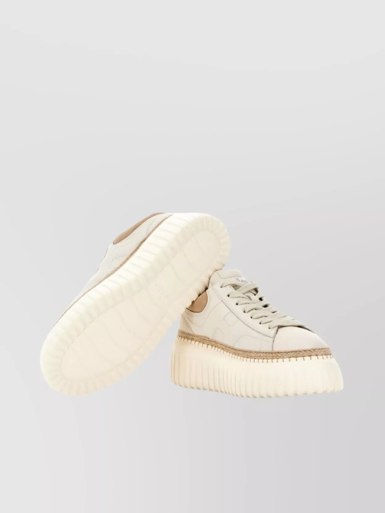 Hogan H-stripes Sneakers Featuring Raffia Stitching