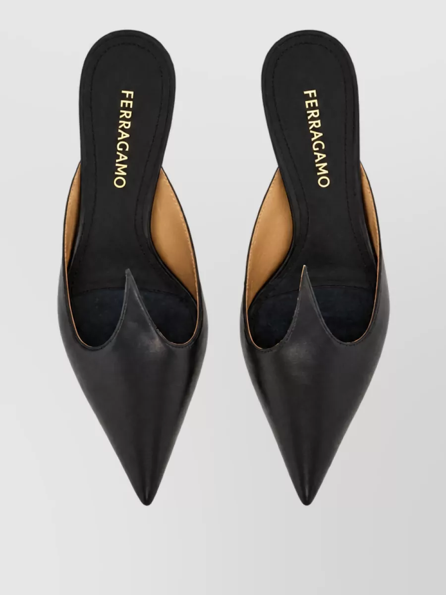 Ferragamo Leather Heart Mule Sandals
