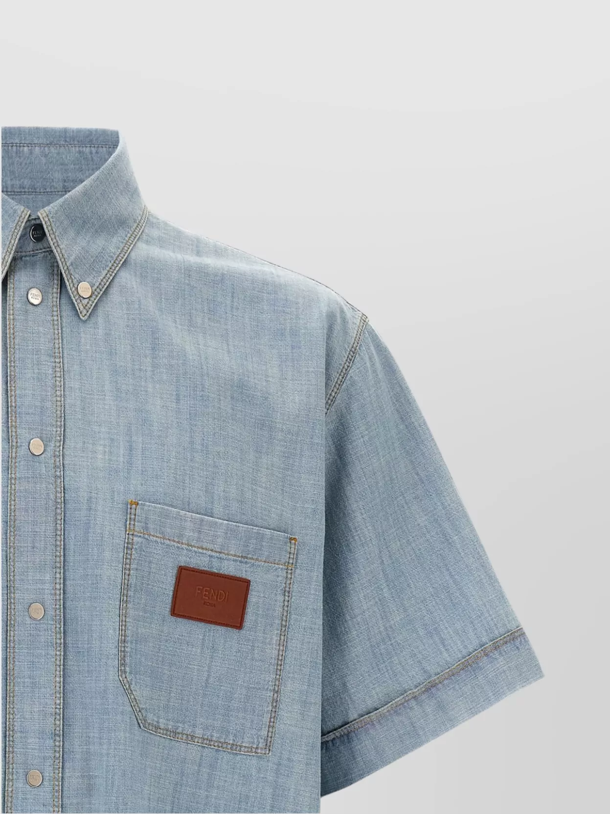 Fendi Collared Shirt With Pocket And Short Sleeves