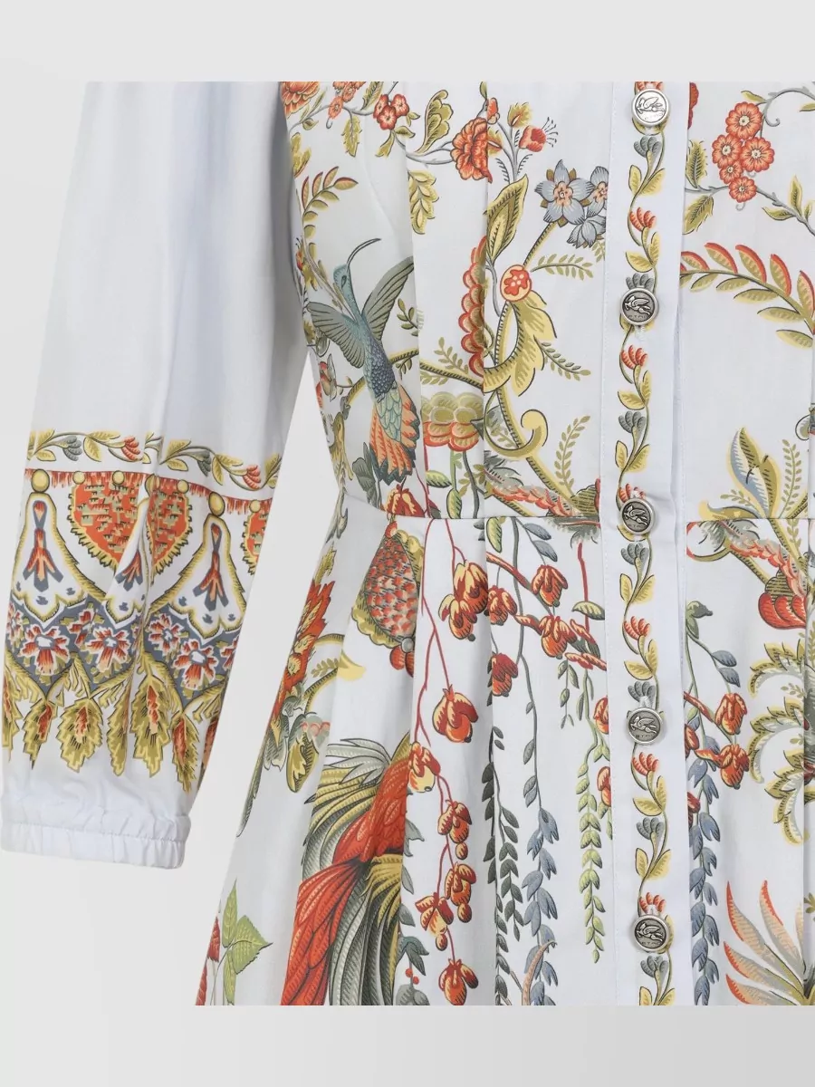 Etro Midi Shirt Dress Cinched Waist Pleated