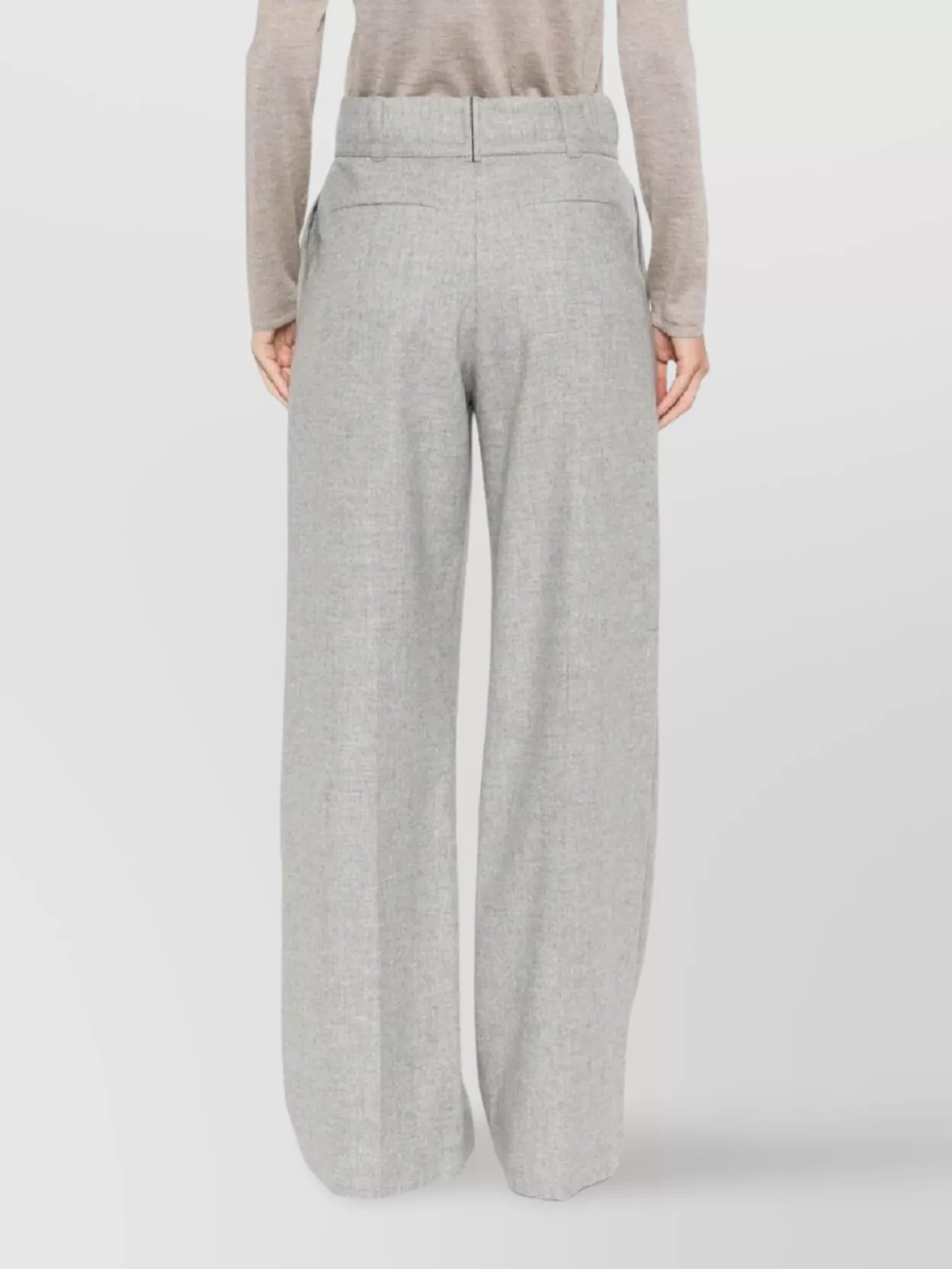 Brunello Cucinelli High Waist Wide Leg Trousers With Pockets In Gray