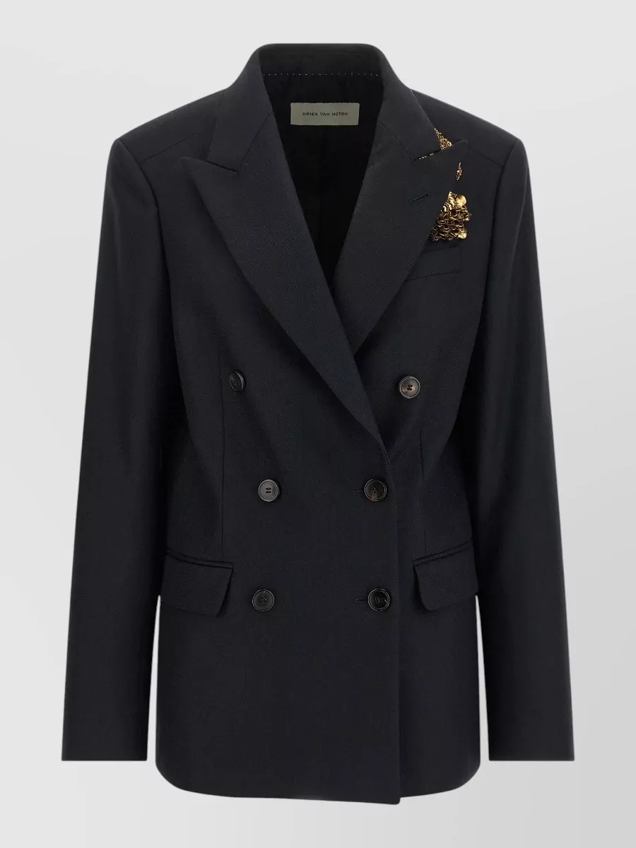 Dries Van Noten wool double-breasted embellished blazer
