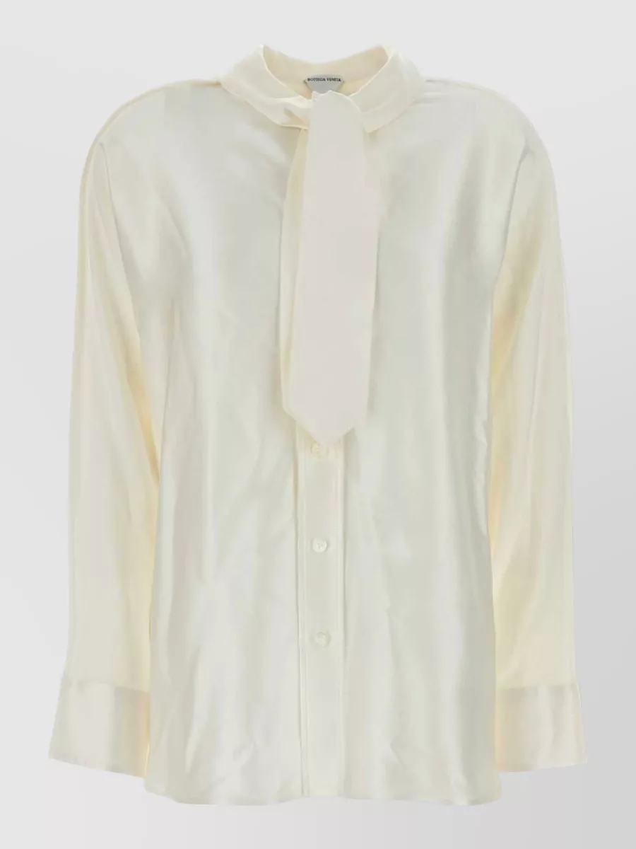 Bottega Veneta silk oversized long-sleeve tie-neck shirt