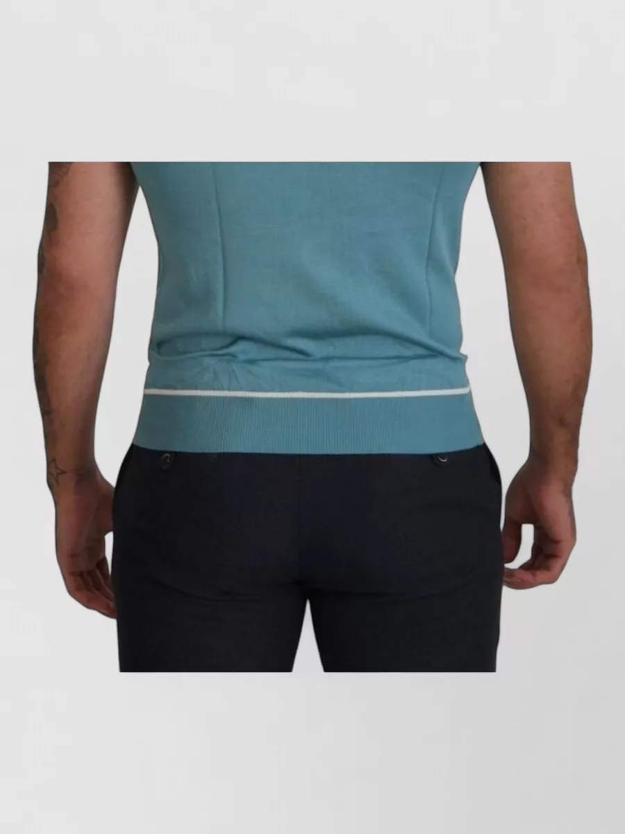 Dolce&Gabbana Silk V-Neck Short-Sleeve Polo Shirt