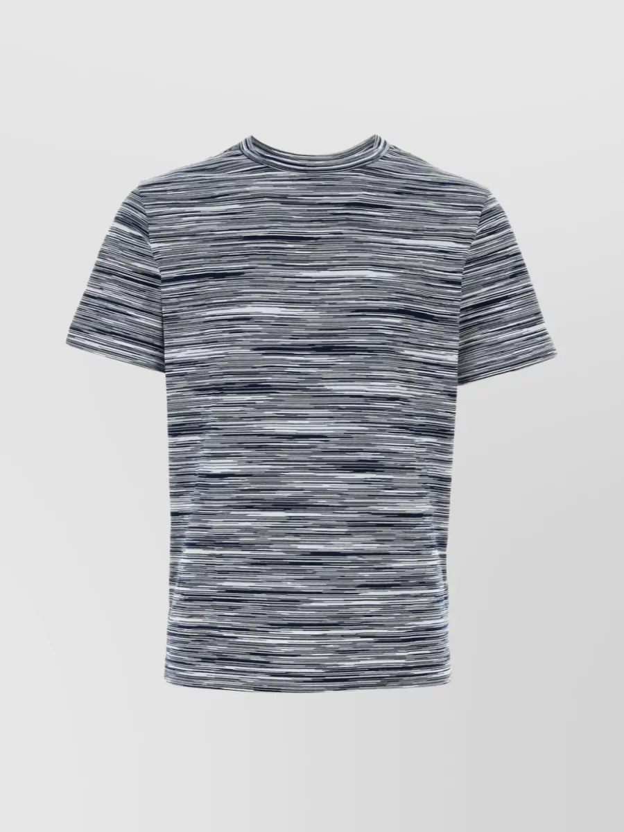 Shop Missoni Striped Embroidery Crew-neck T-shirt In Grey