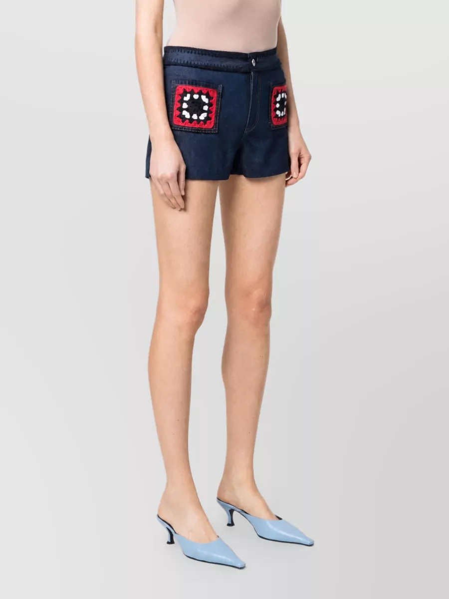 Miu Miu Patterned Denim Mini Shorts
