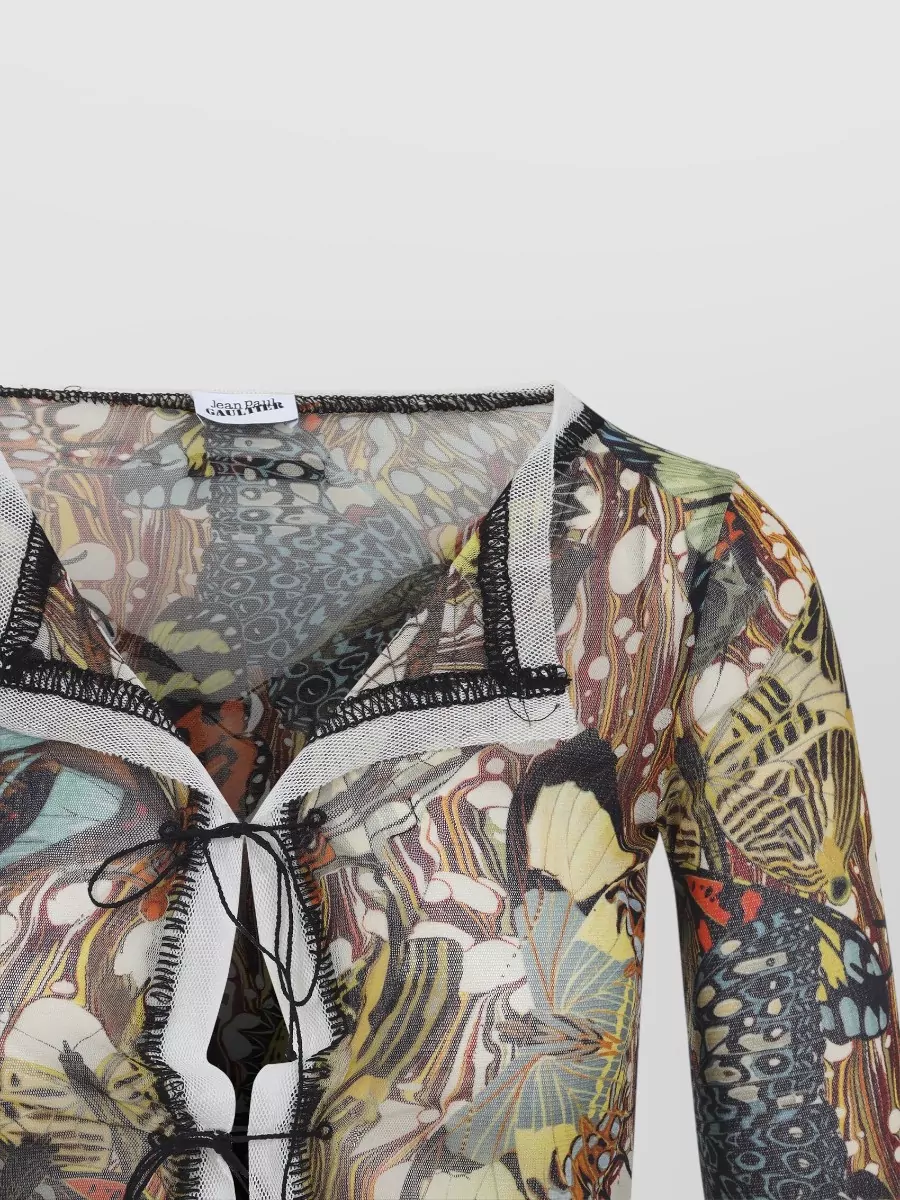 Jean Paul Gaultier Printed Mesh Slim-Fit Long-Sleeve Cardigan