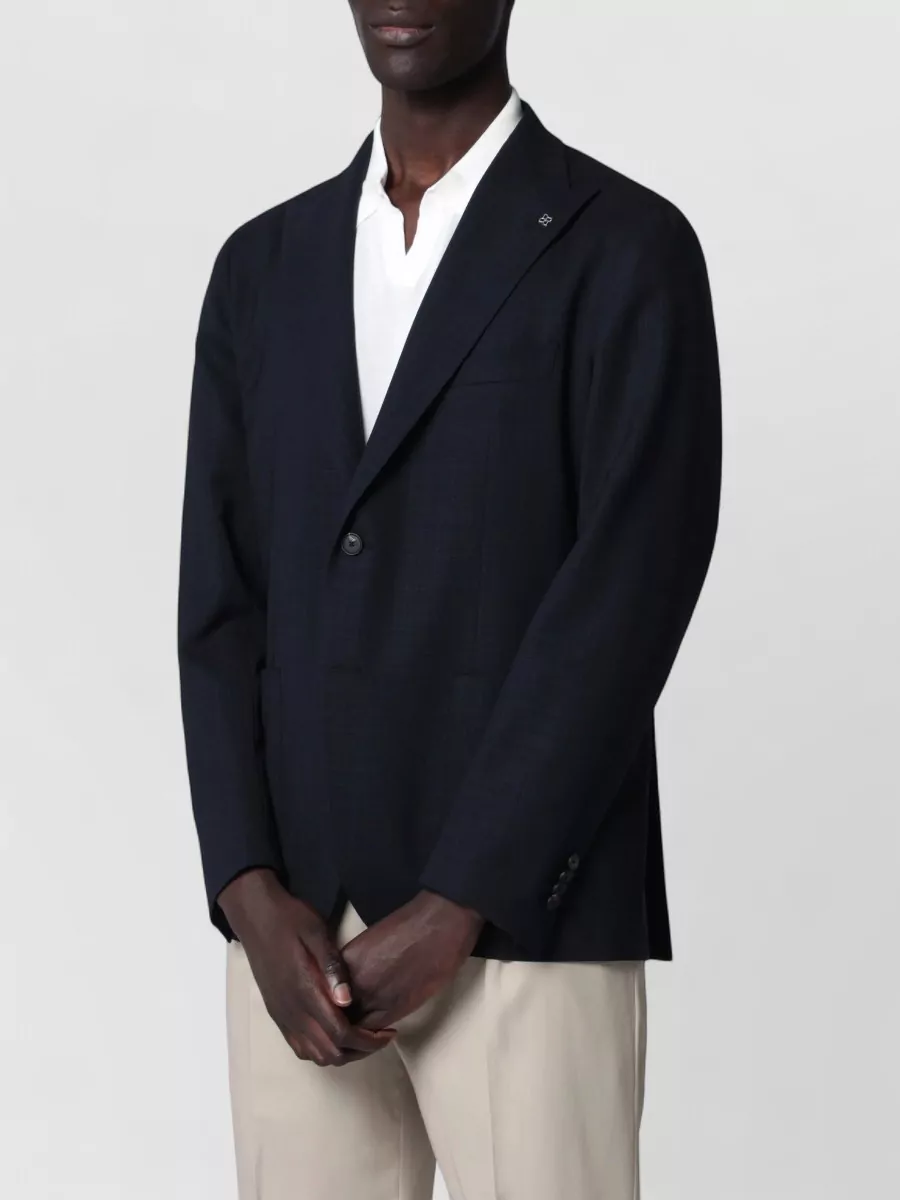 Tagliatore Textured wool single-breasted suit jacket
