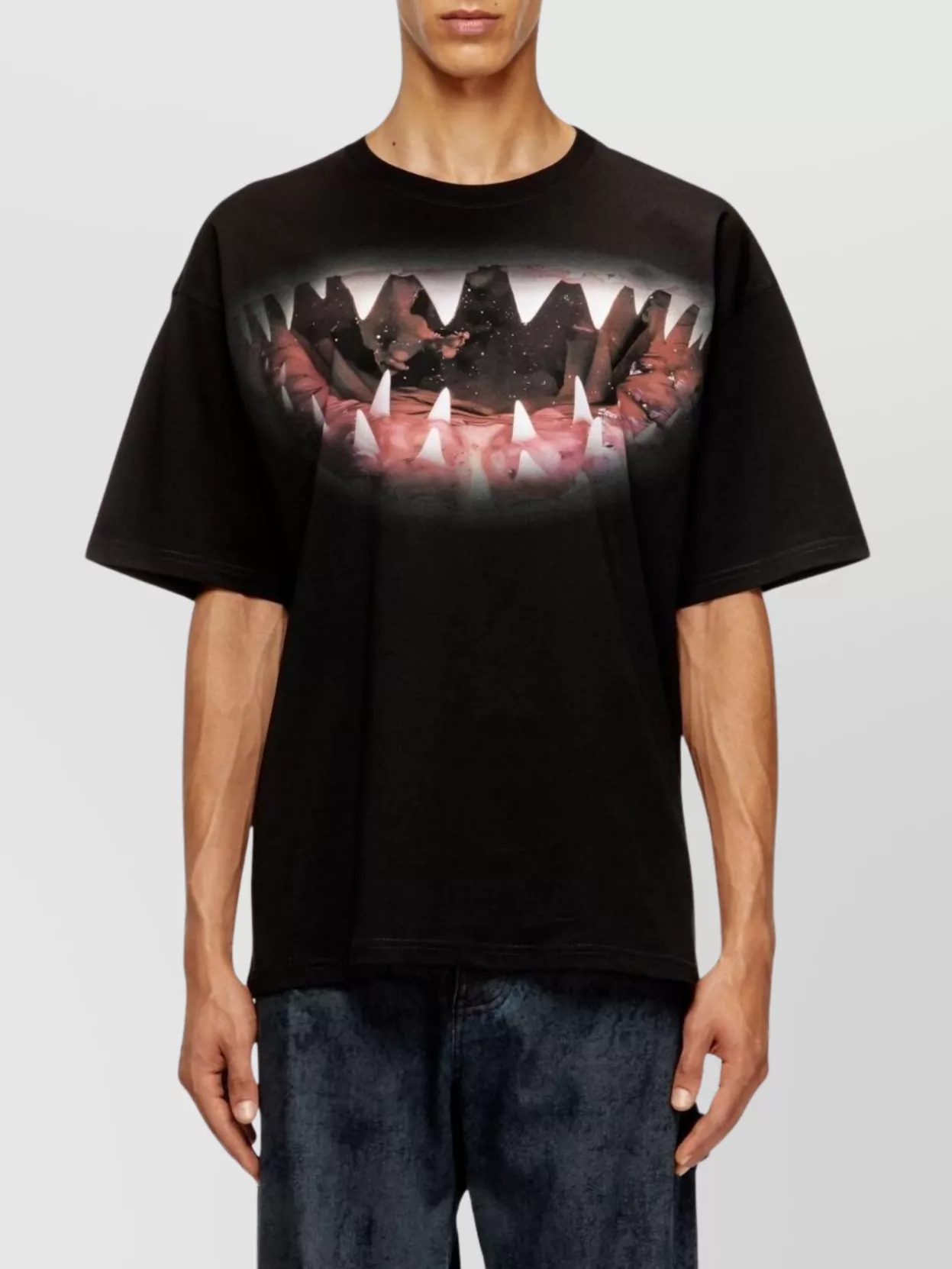 Diesel Crew Neck Graphic Print Relaxed Fit T-shirt In Multi