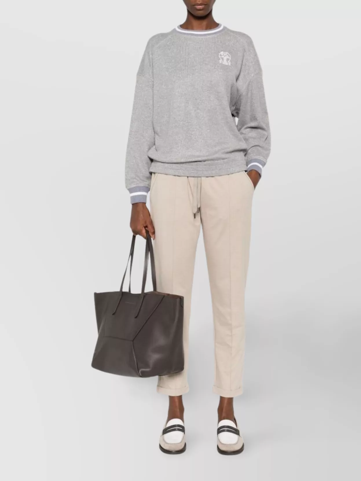 Brunello Cucinelli Cotton Sweatpants Elastic Waistband In Neutral