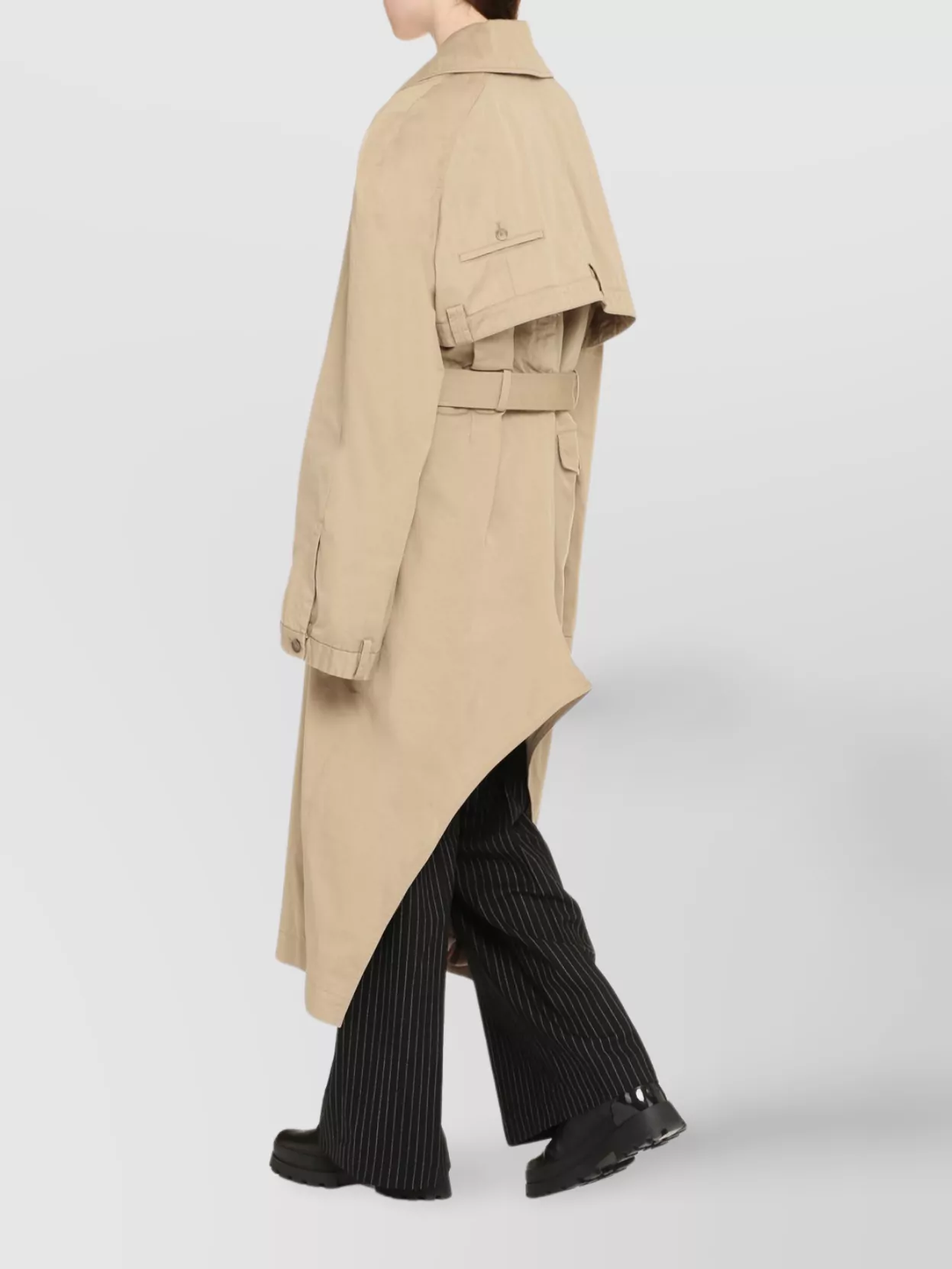 Balenciaga Cotton Trench Coat With Coordinated Waist Belt In Nude