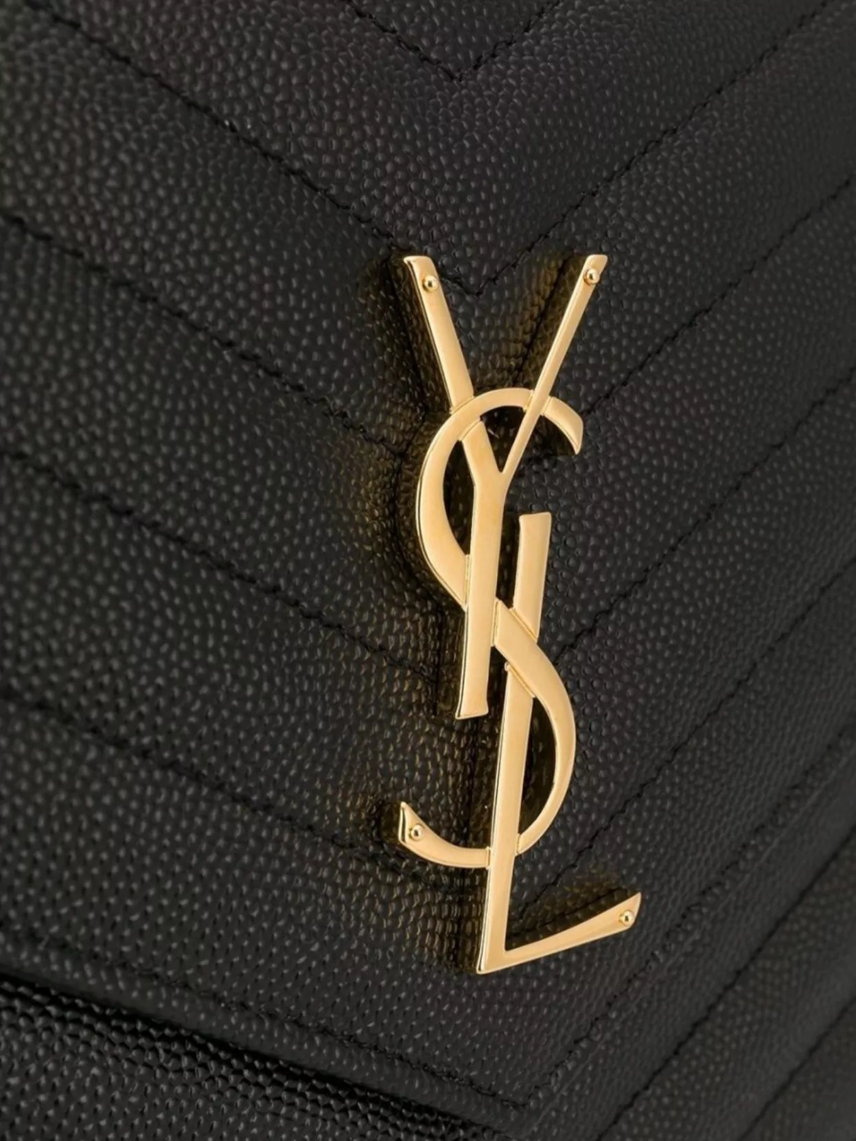 Saint Laurent Chevron Envelope Clutch Gold Hardware