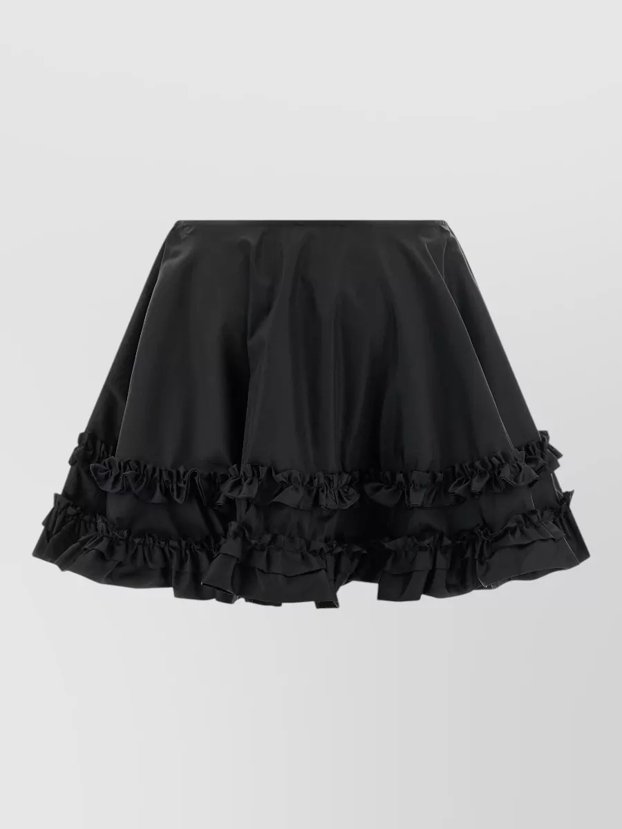 Ganni Nylon frilled mini a-line skirt