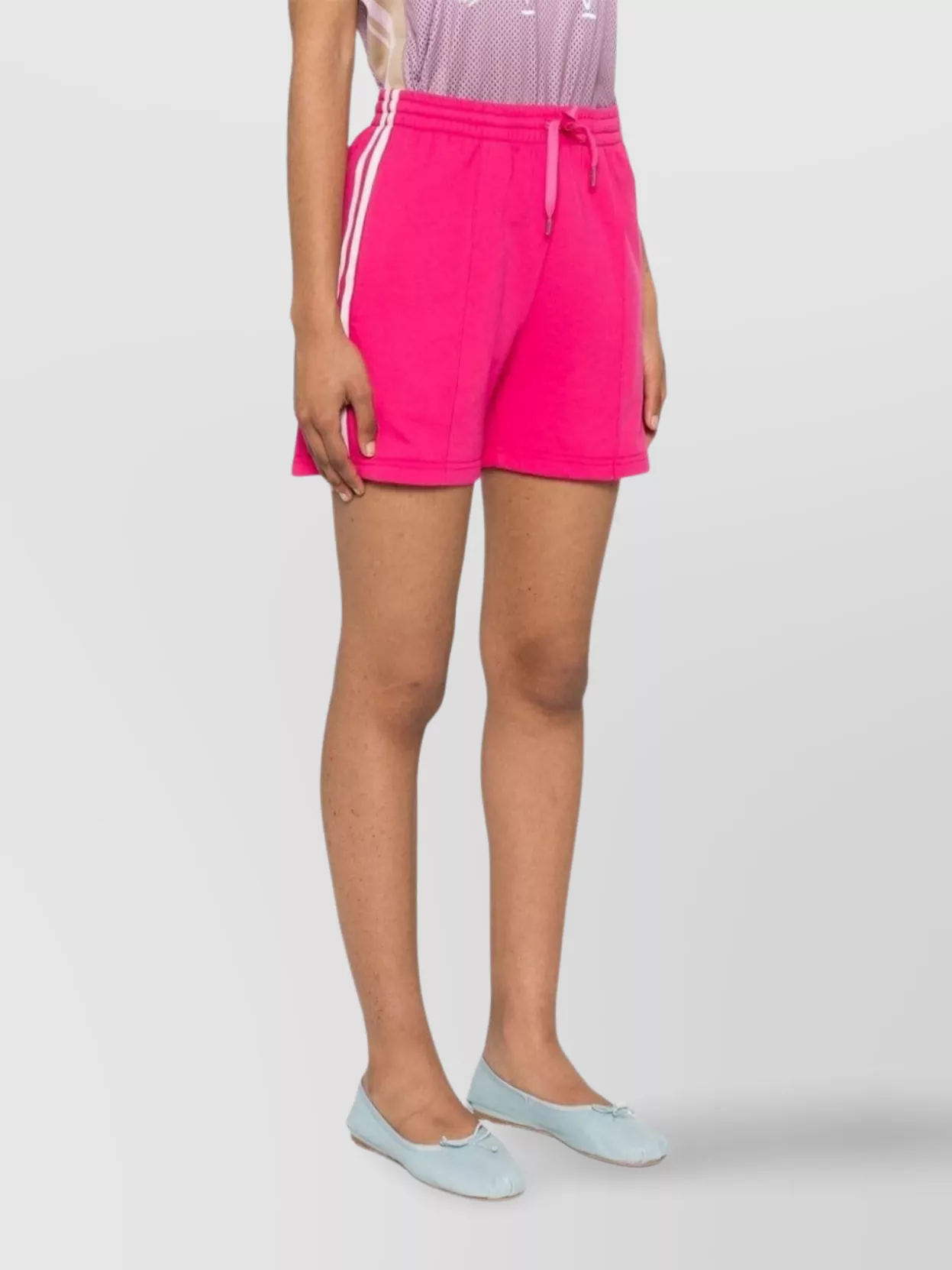 Shop P.a.r.o.s.h Striped Cotton Blend Jersey Shorts