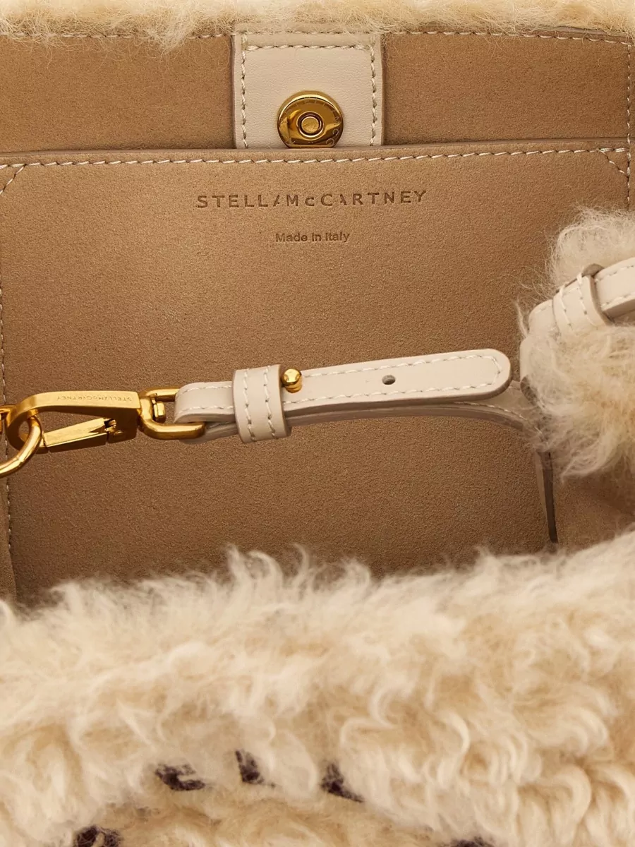 Stella Mccartney Stella Logo Shearling Effect Tote Bag