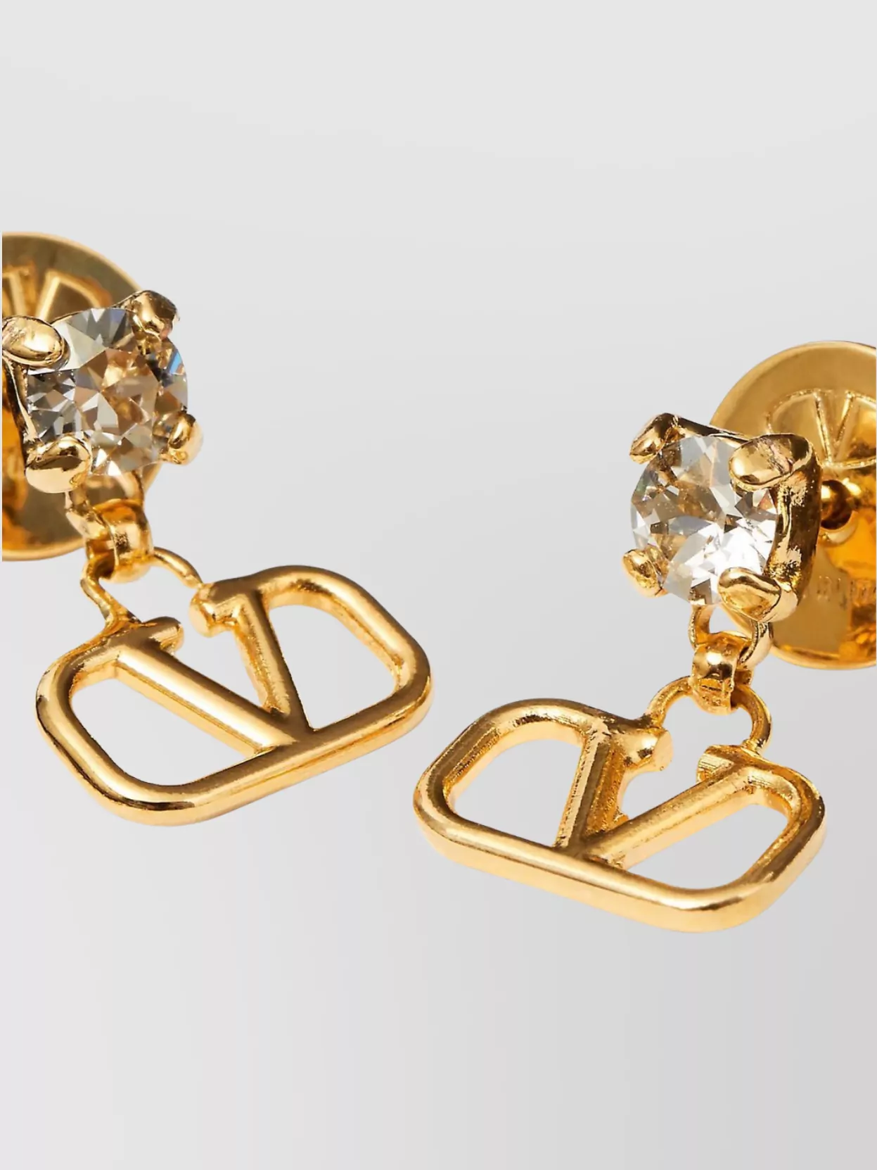 Valentino Garavani Crystal Stud Earrings Gold Finish