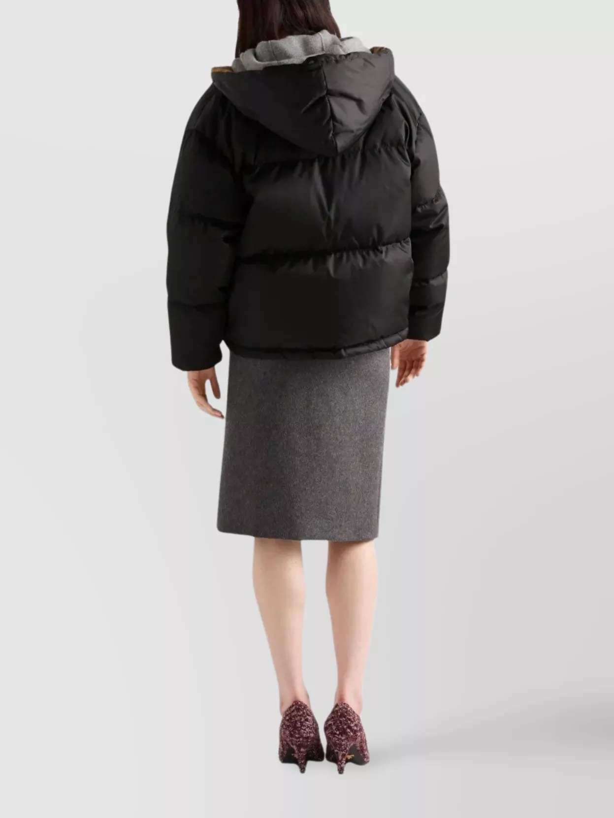 Prada Quilted Design Hooded Down Jacket