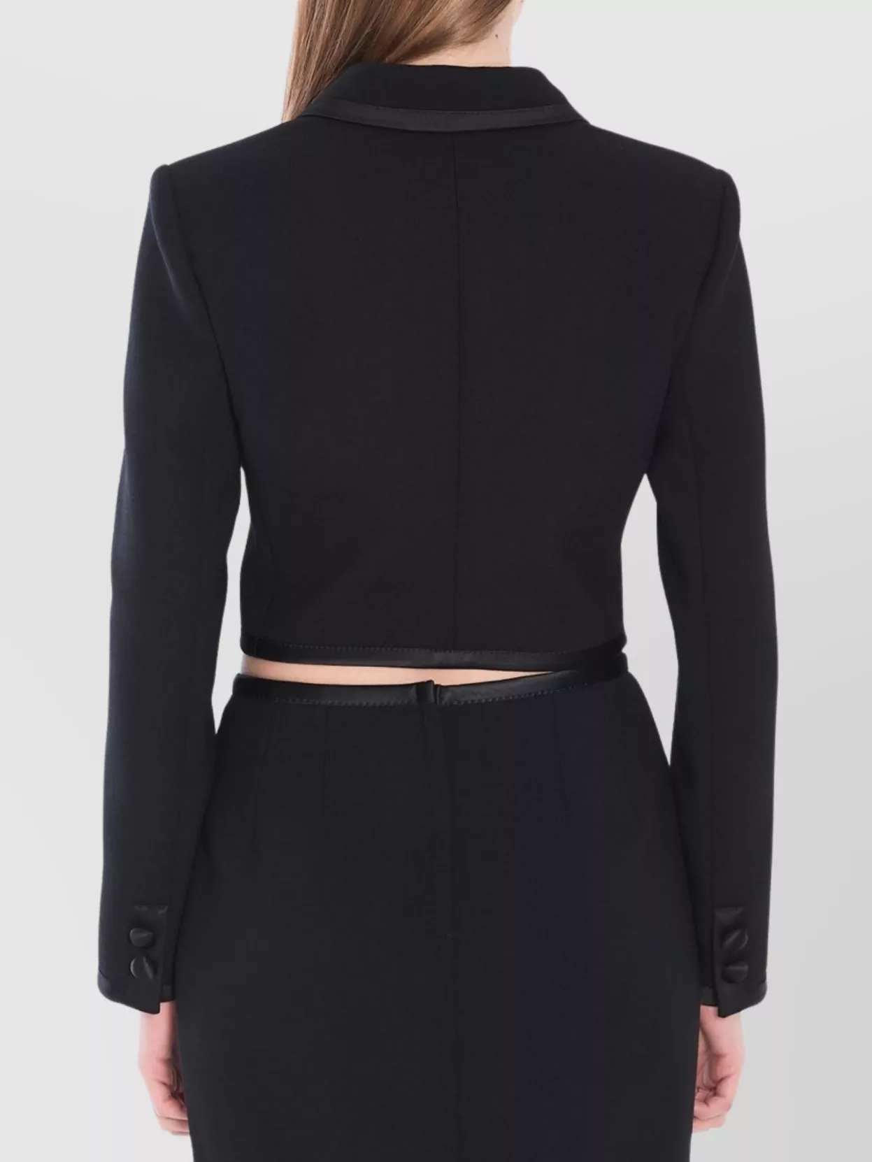 Dolce&Gabbana Cropped Double-Breasted Jacket Featuring Satin Accents