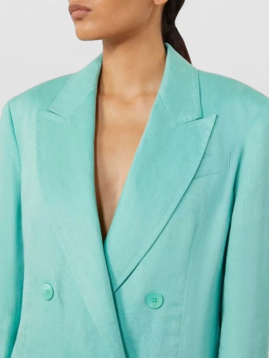 Max Mara Linen Chevron Double-Breasted Blazer