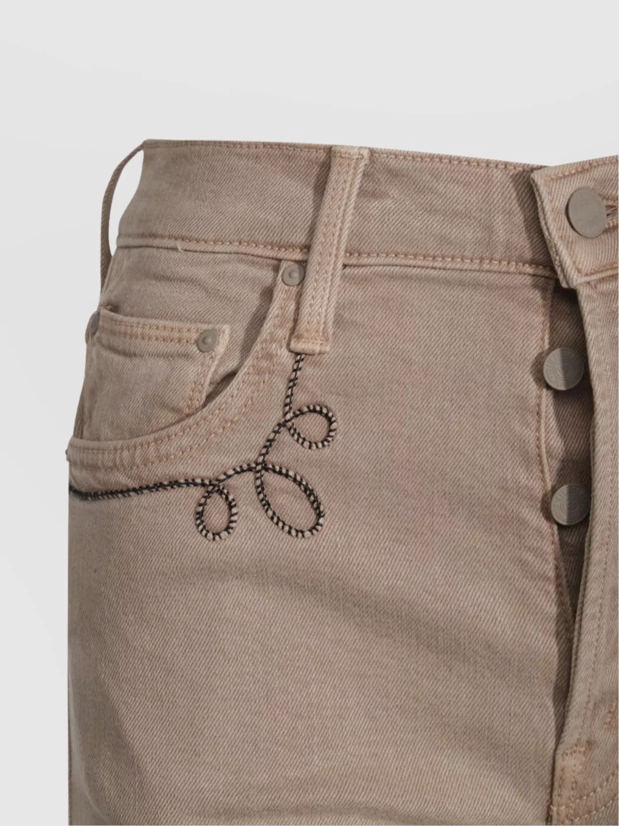 Shop Mother Straight Trousers With Embroidered Detail And Pockets