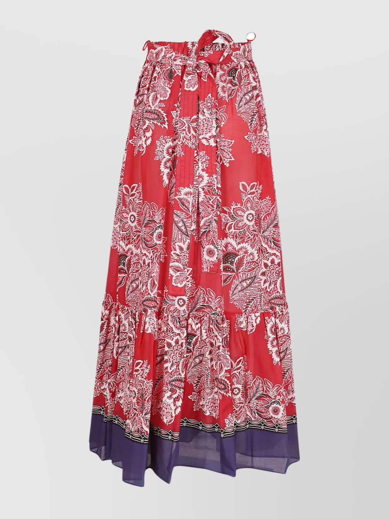 Shop Etro Floral Layered Skirt With Sheer Tie Waist