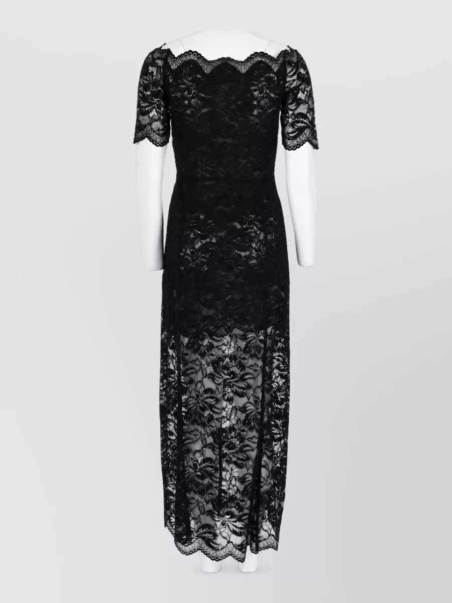 Paco Rabanne Off-The-Shoulder Floral-Lace Long-Sleeve Maxi Dress