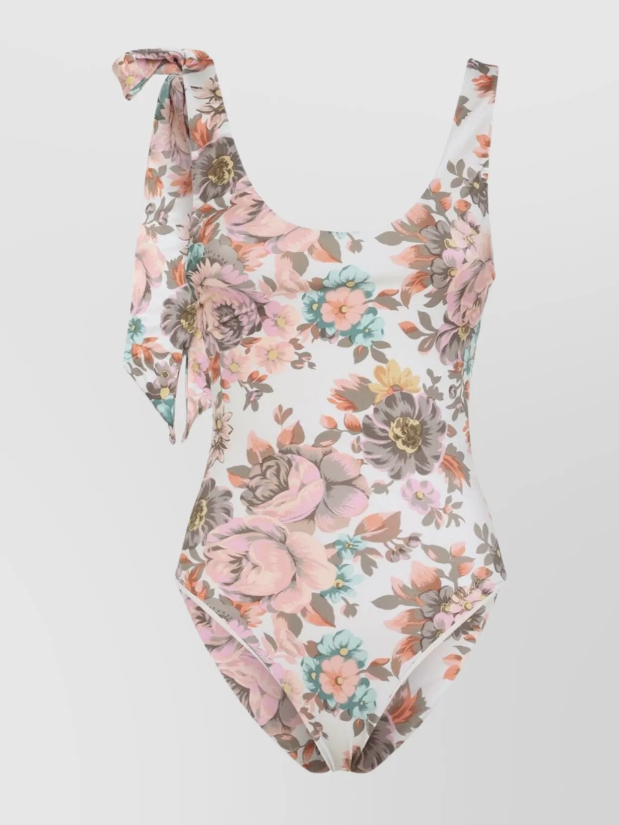 Chloé One-shoulder Floral Print Swimsuit With Bow Detail In Multi