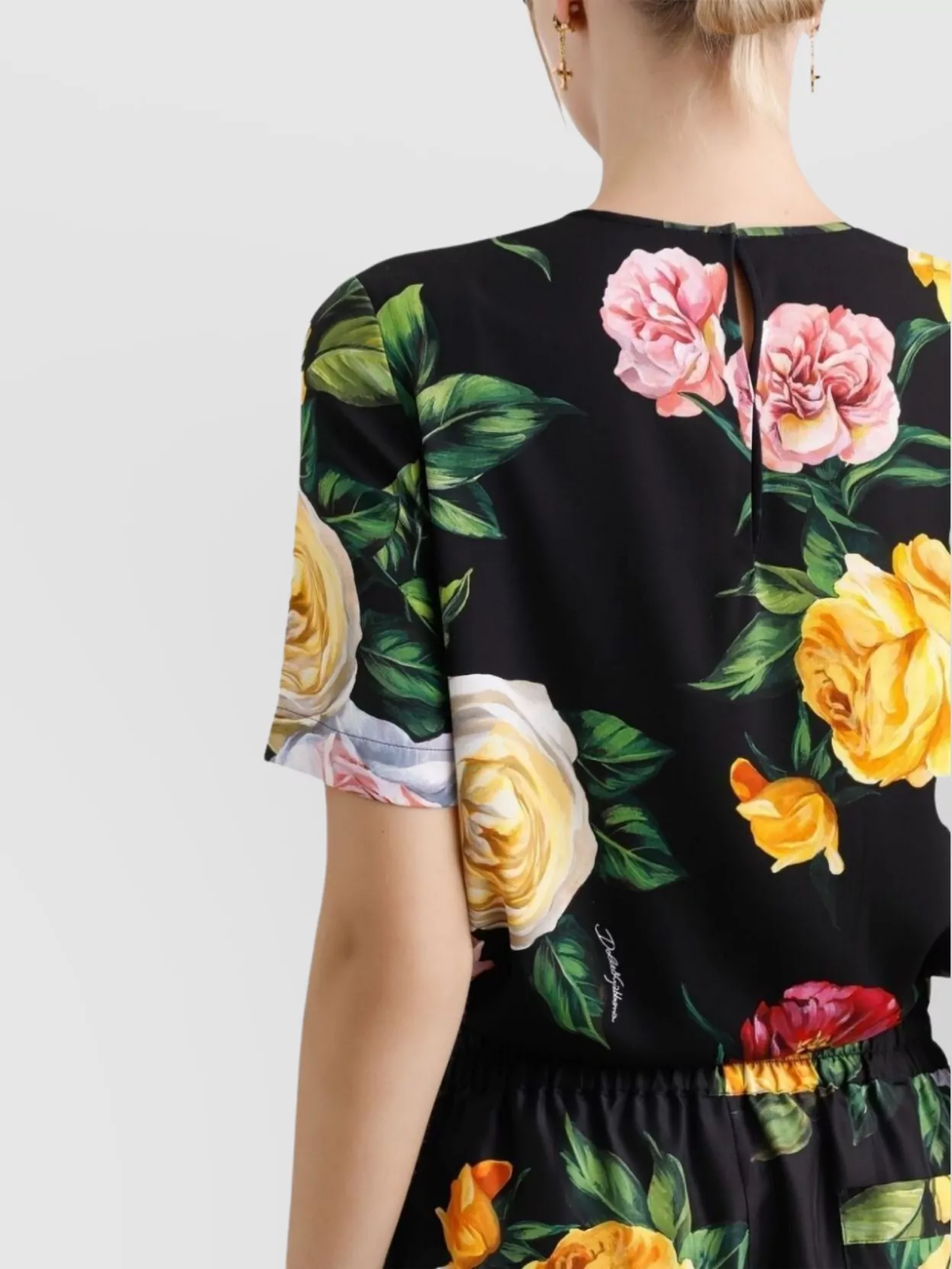 Dolce&Gabbana Charmeuse Blouse With Peony And Rose Print