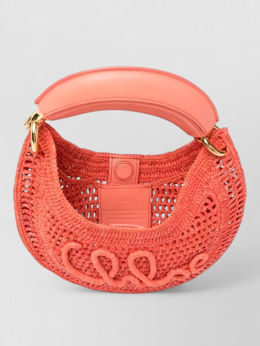 Chloé Mini Raffia And Leather Clutch Bag