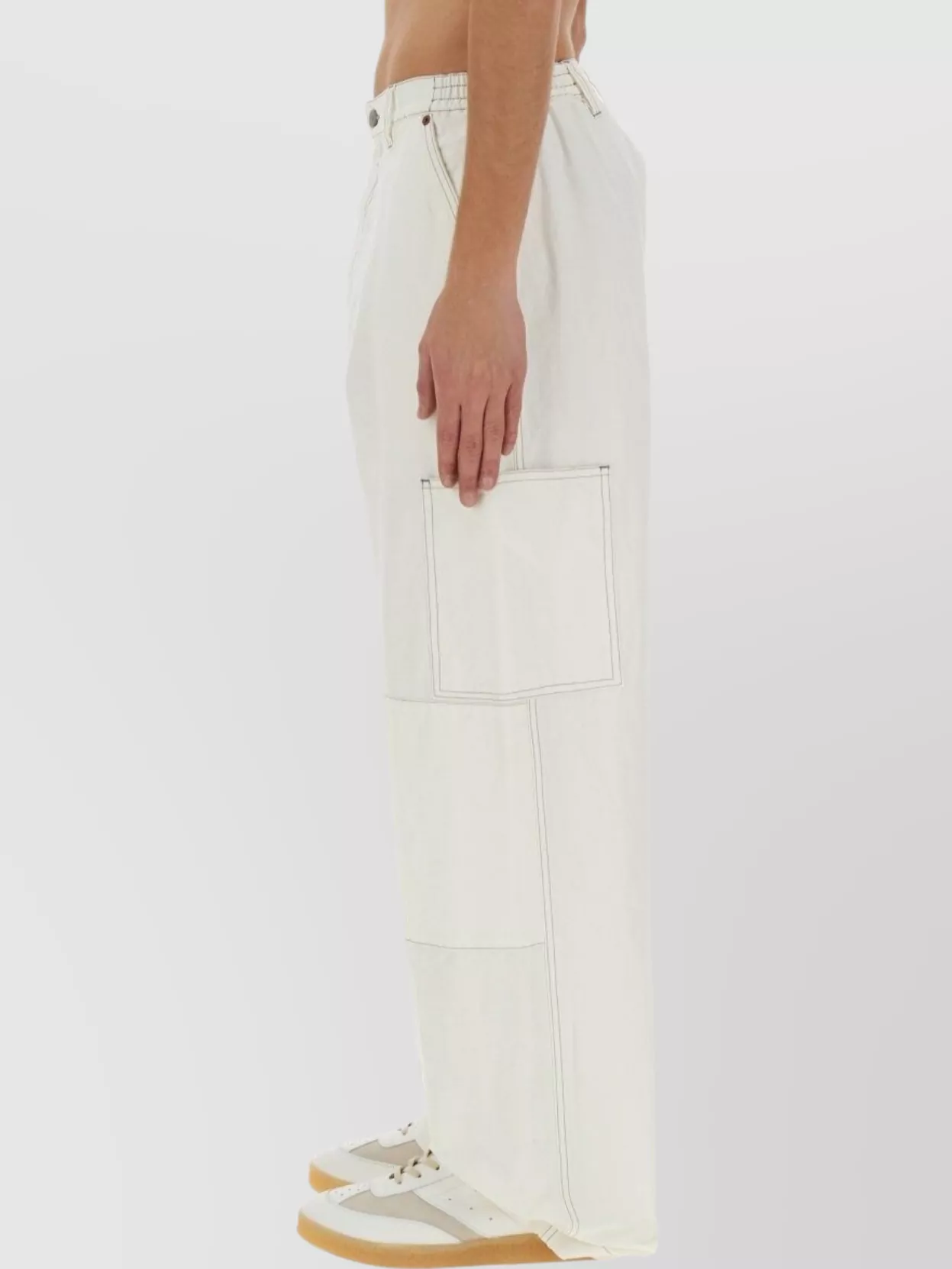 Mm6 Maison Margiela Canvas Cotton Pants Featuring Panel Detailing
