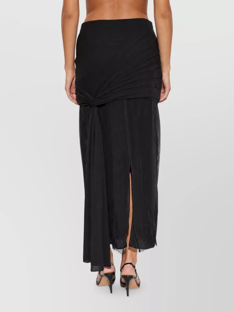 Valentino Silk Lace Trim Asymmetric Maxi Skirt