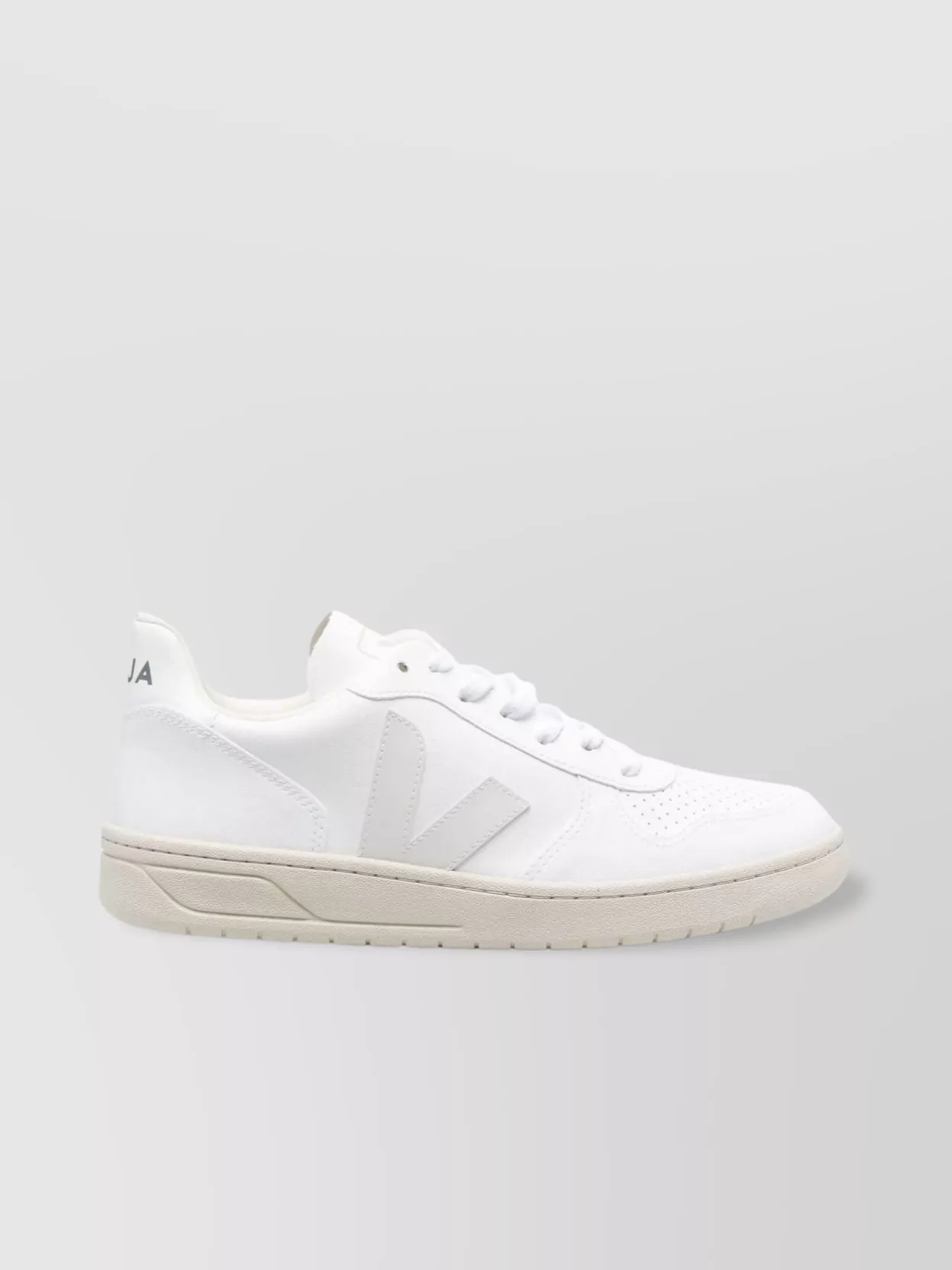 Veja Perforated Round Toe Rubber Sole Sneakers