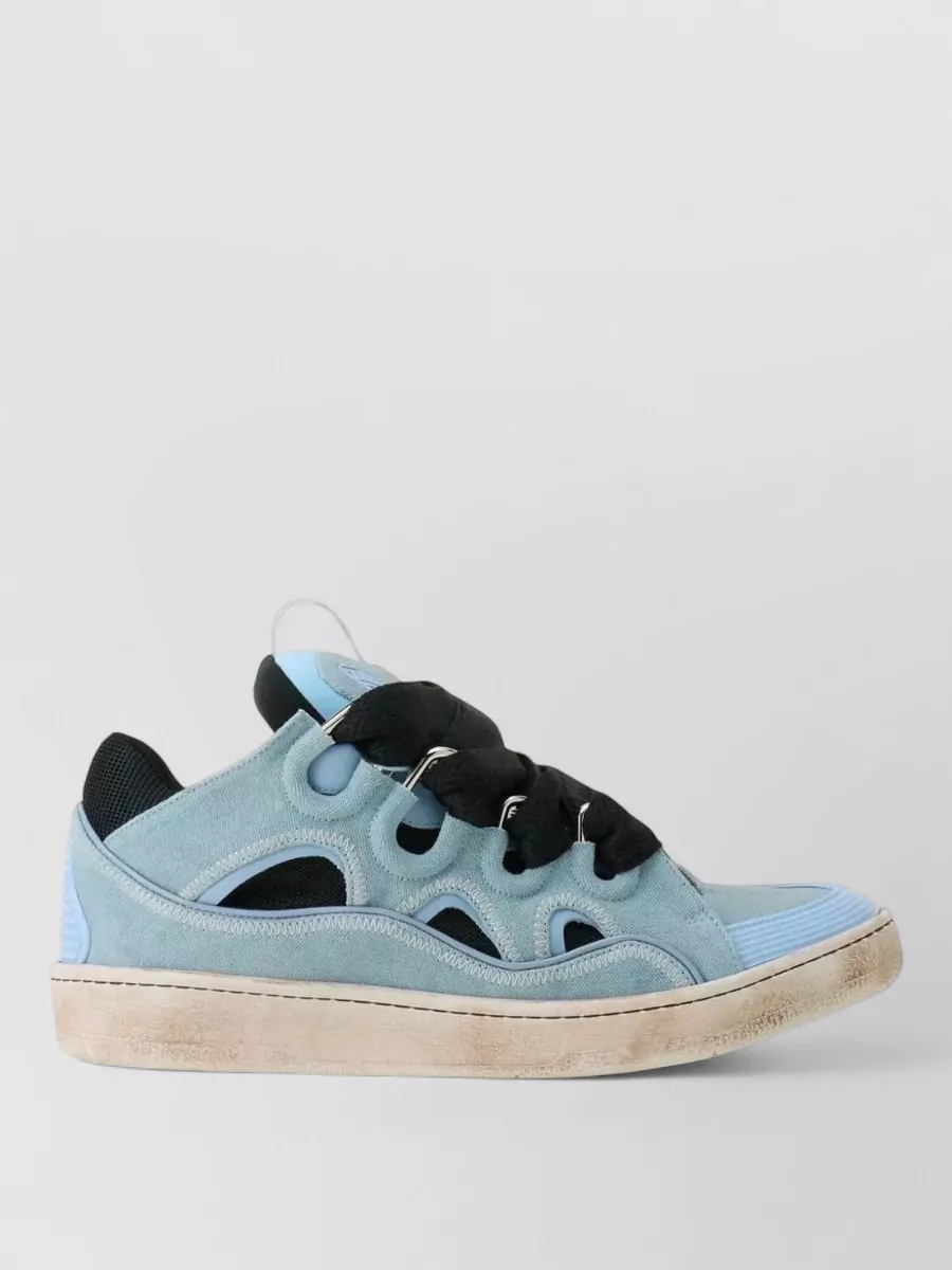 Lanvin Canvas And Calf Leather Low-Top Sneakers