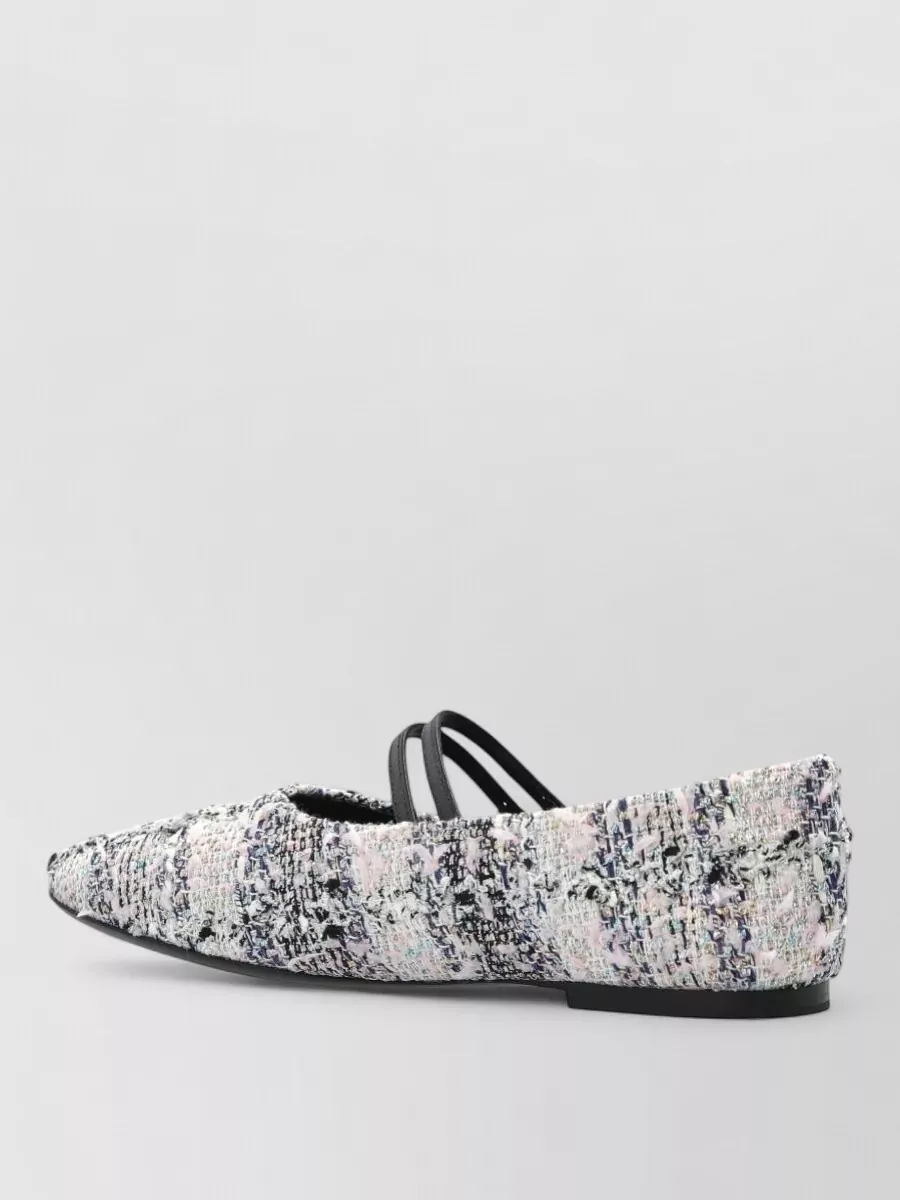 Tory Burch Double Strap Square Toe Textured Ballerinas