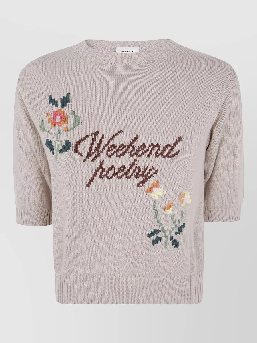 Weekend Max Mara Cotton intarsia short-sleeve sweater
