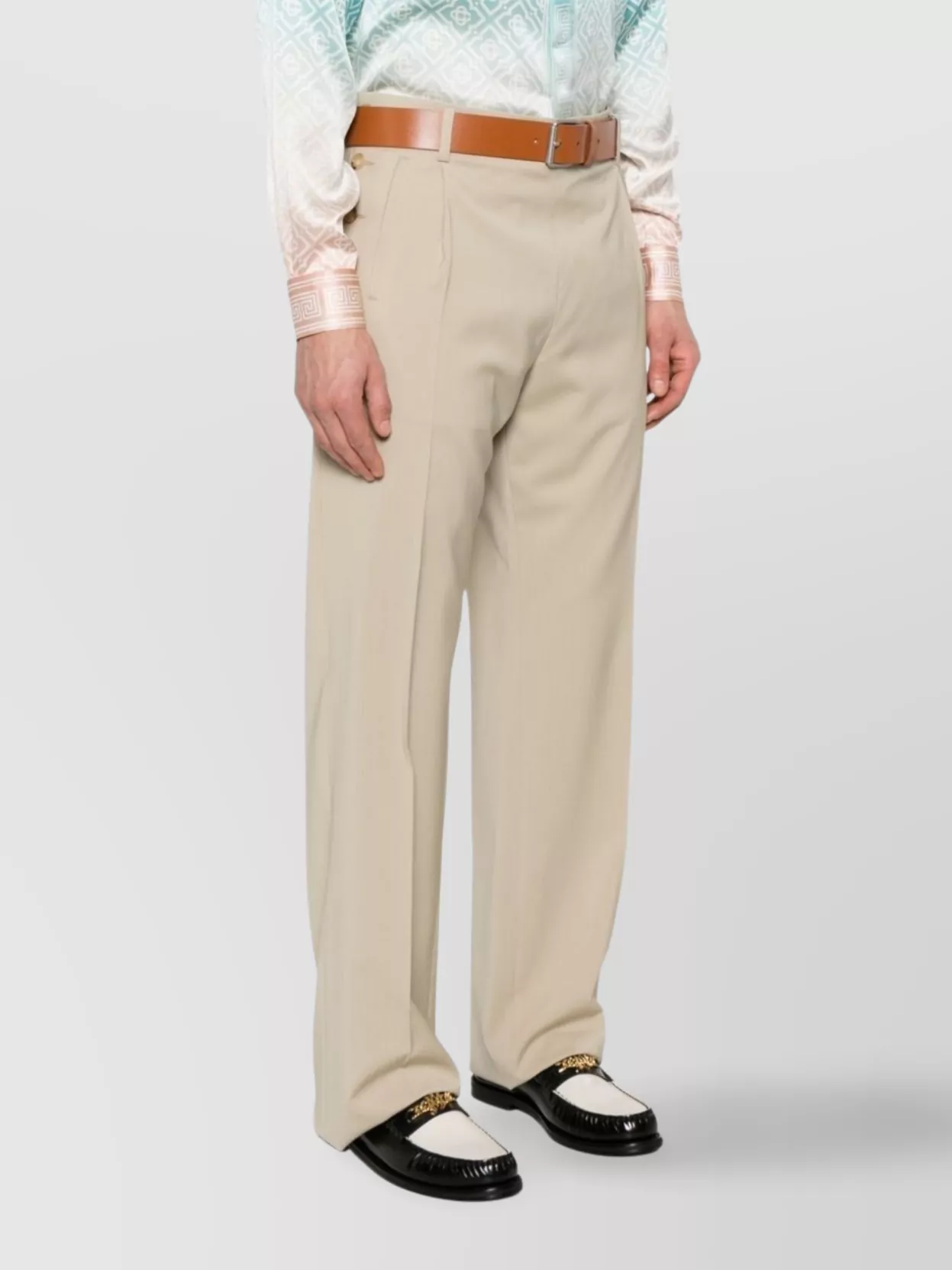 Moschino Straight Pleated Front Trousers With Button Detail