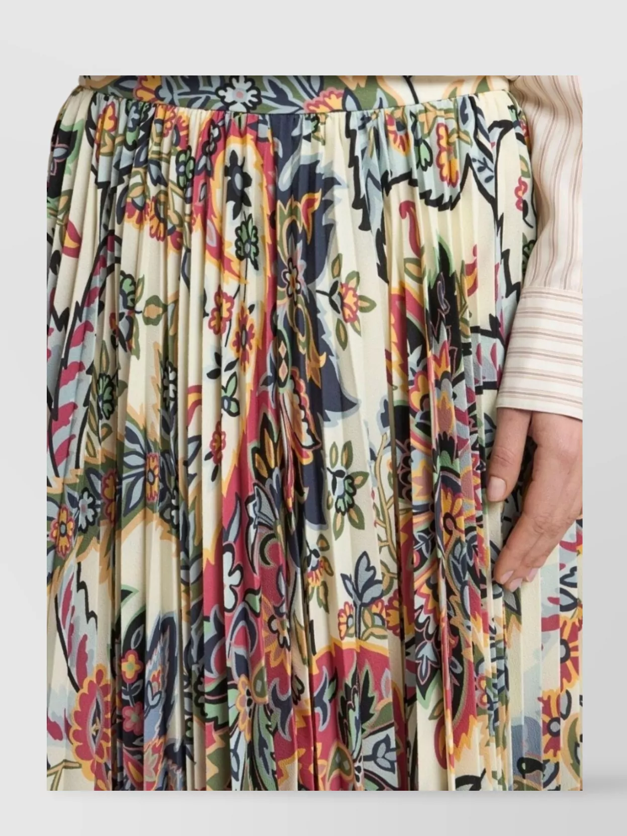 Etro Pleated Floral Paisley Midi Skirt