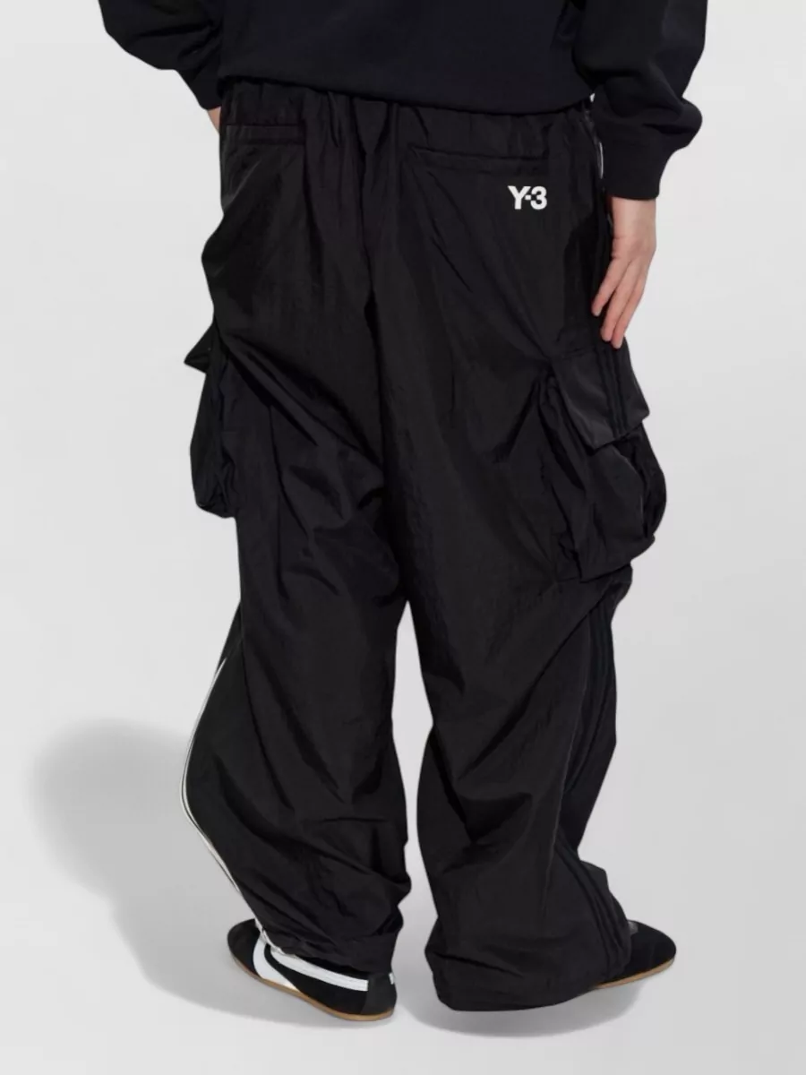 Y-3 Cargo Trousers Elasticated Cuffs Multiple Pockets Stripe