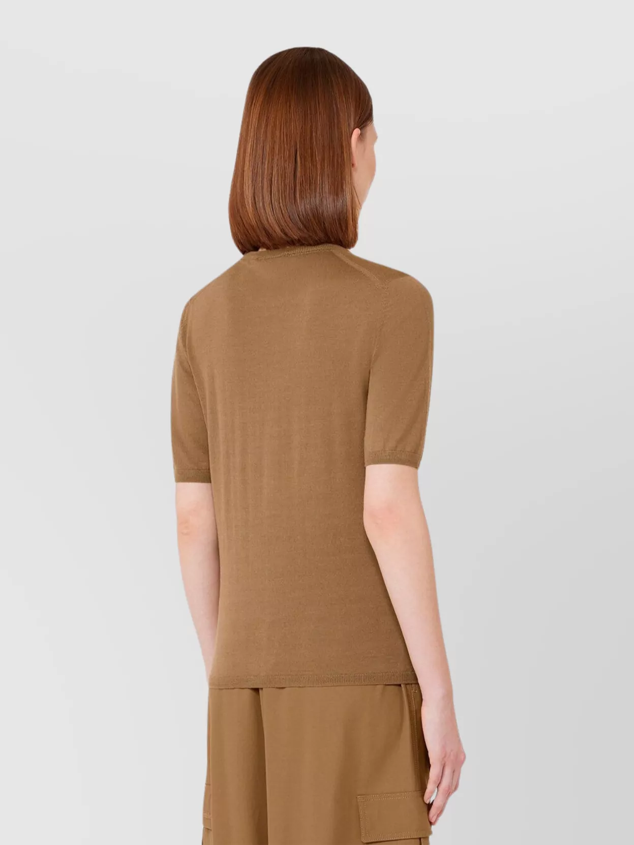 Max Mara Crew Neck Wool Sweater With Short Sleeves